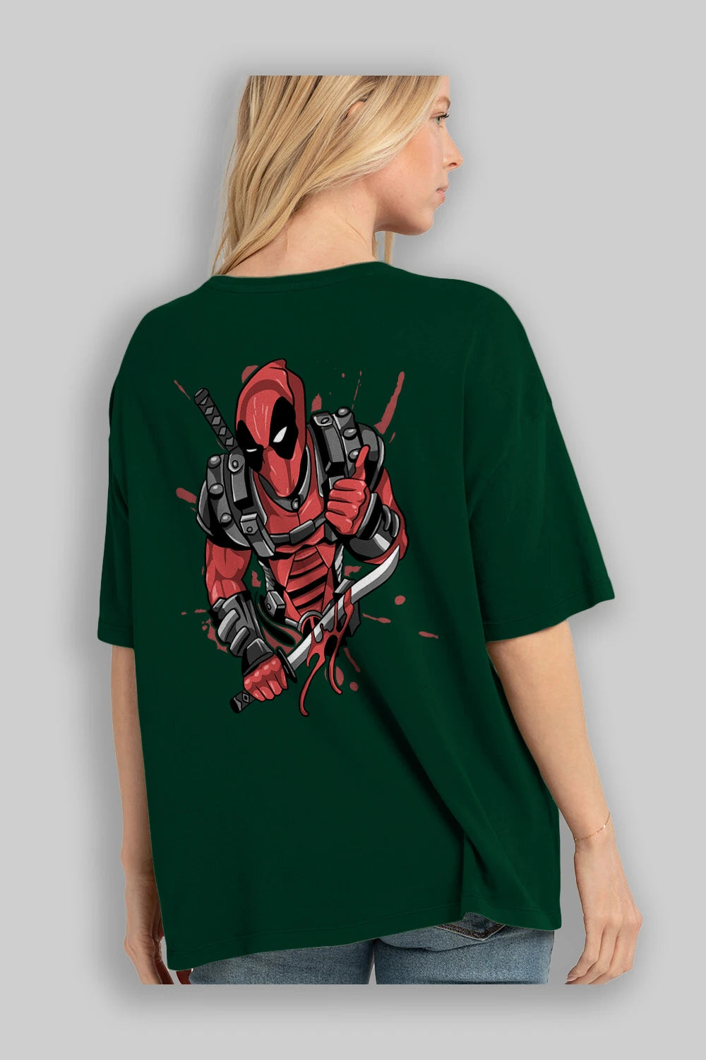 Deadpool (12) Arka Baskılı Oversize t-shirt Erkek Kadın Unisex %100 Pamuk Bisiklet Yaka tişort