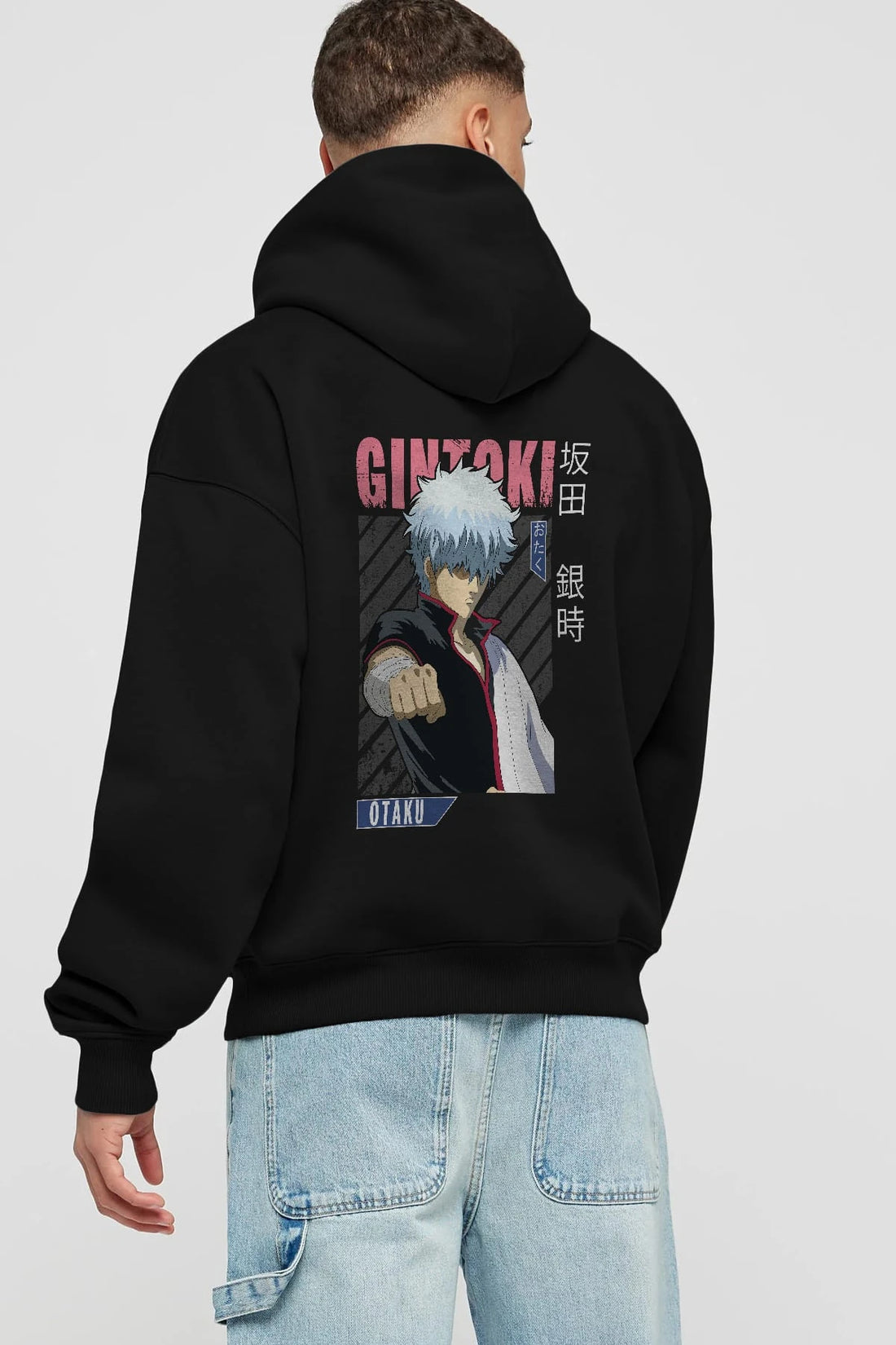 Gintoki Sakata GINTAMA 2 Anime Arka Baskılı Hoodie Oversize Kapüşonlu Sweatshirt Erkek Kadın Unisex