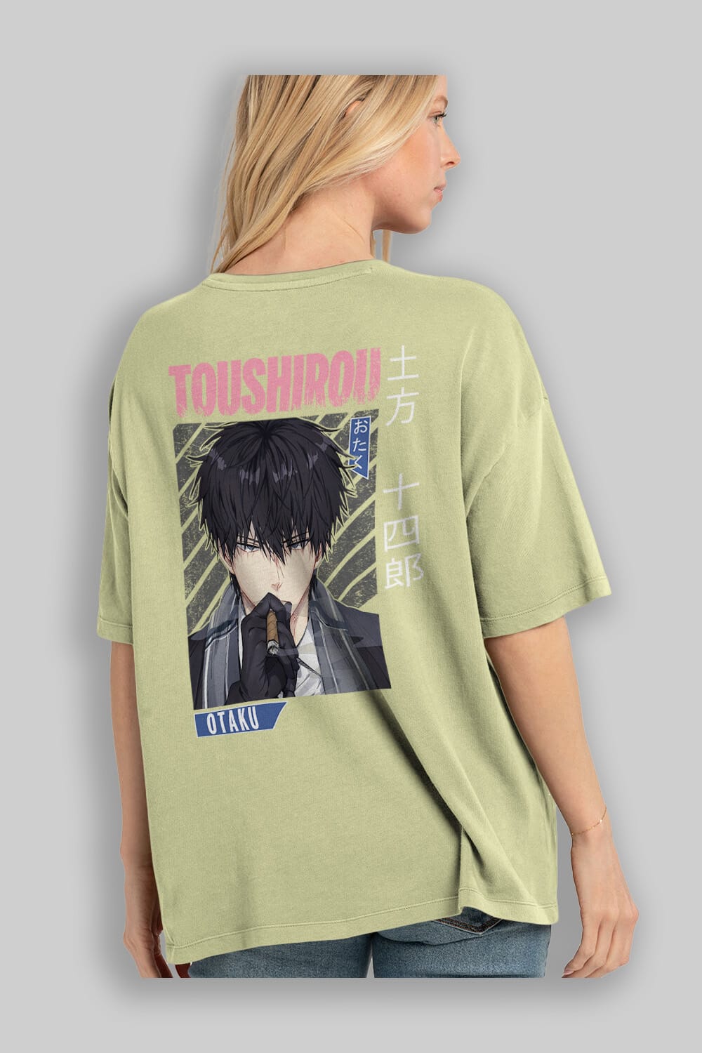 Toushirou Hijikata 2 Anime Arka Baskılı Oversize t-shirt Erkek Kadın Unisex
