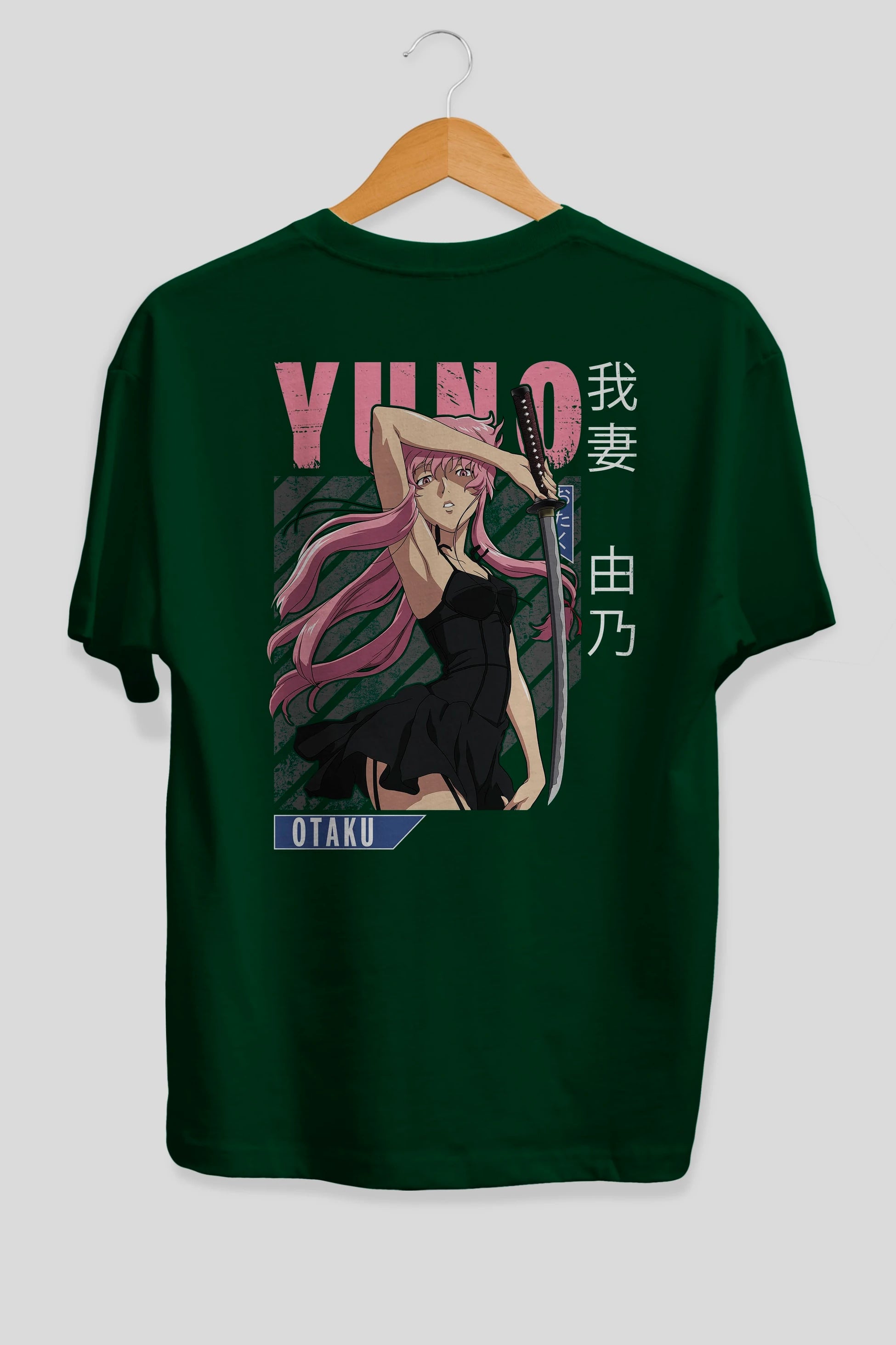 Yuno Gasai 5 Anime Arka Baskılı Oversize t-shirt Erkek Kadın Unisex
