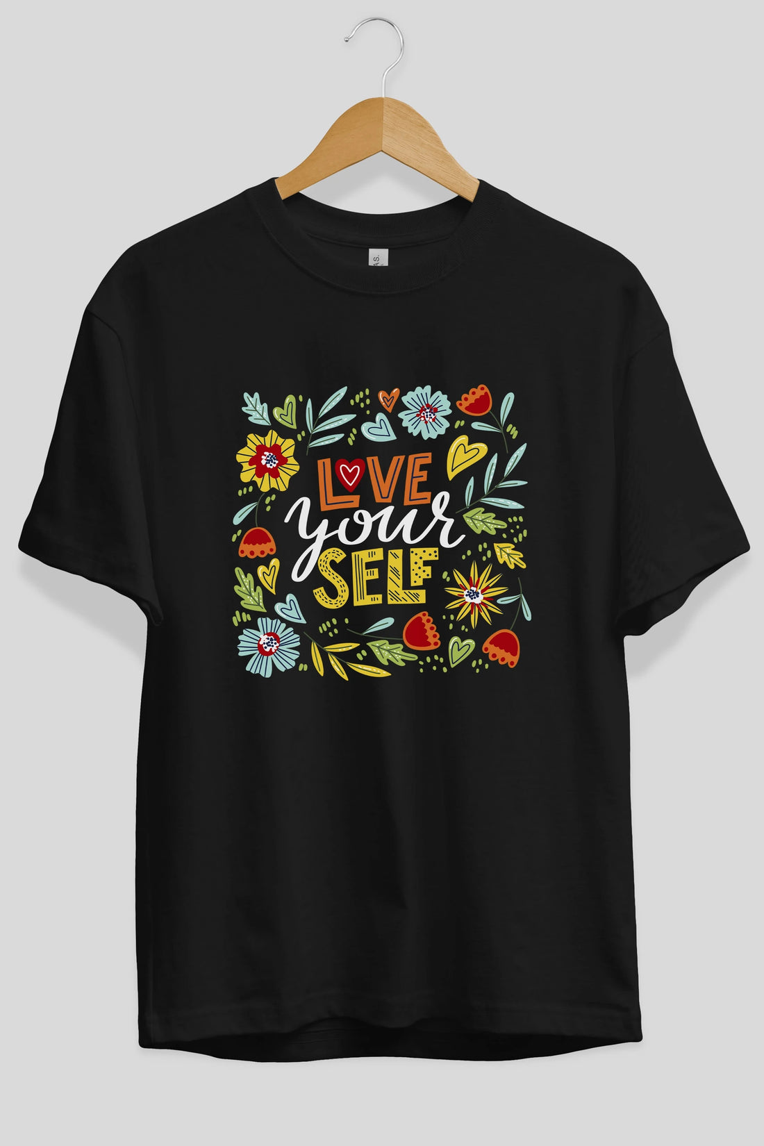 Love Yourself Yazılı Ön Baskılı Oversize t-shirt Erkek Kadın Unisex