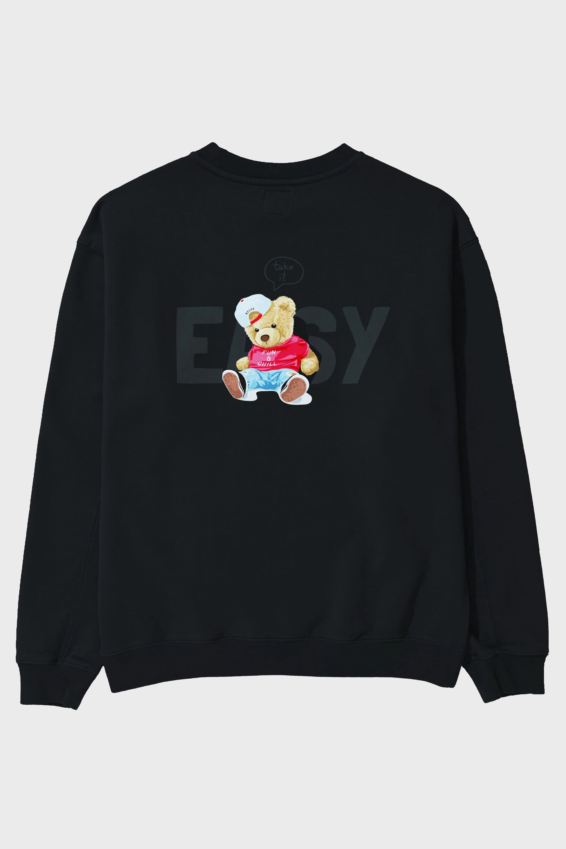 Teddy Bear Easy Arka Baskılı Oversize Sweatshirt Erkek Kadın Unisex