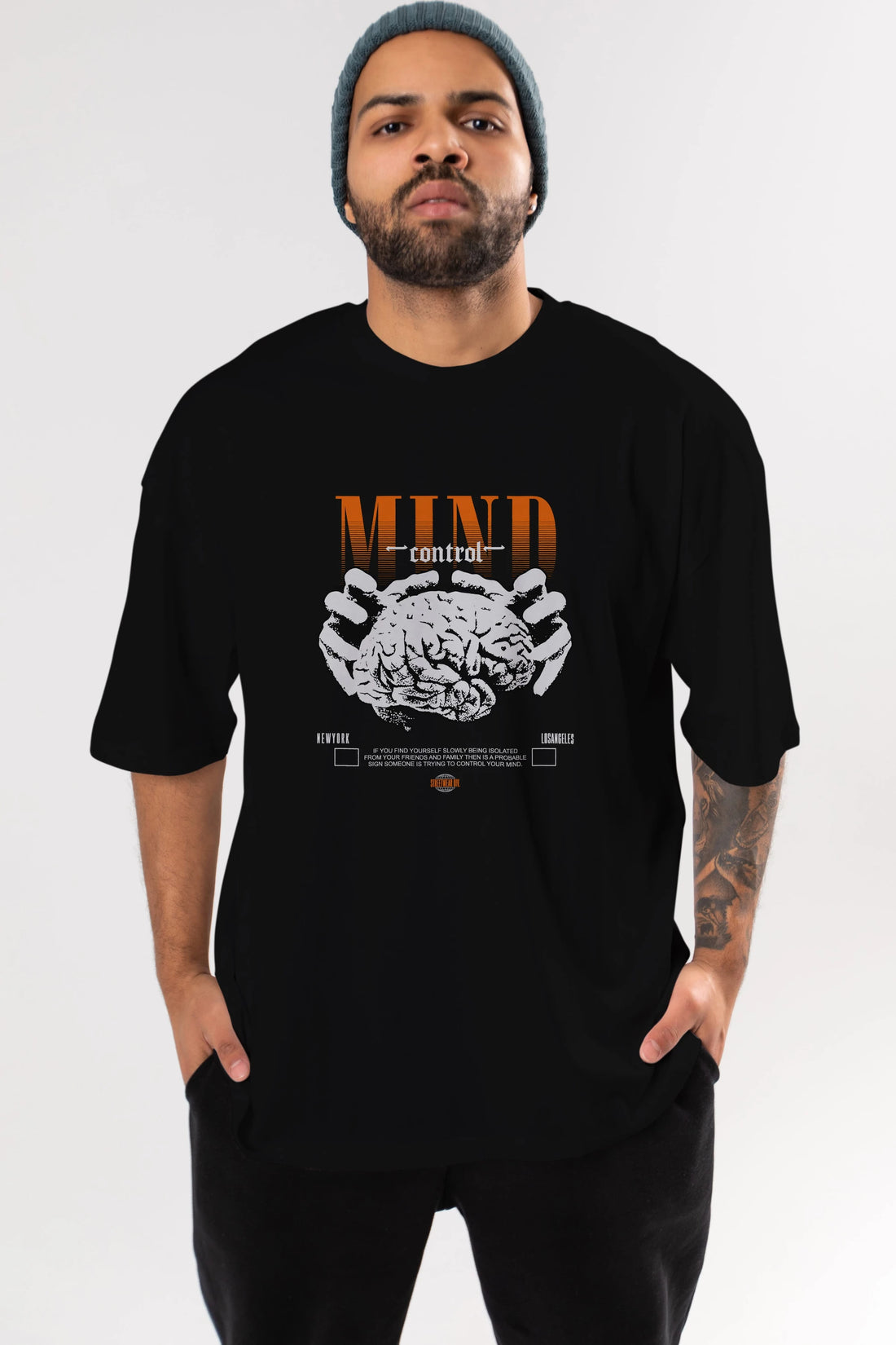 Mind Control Ön Baskılı Oversize t-shirt Erkek Kadın Unisex