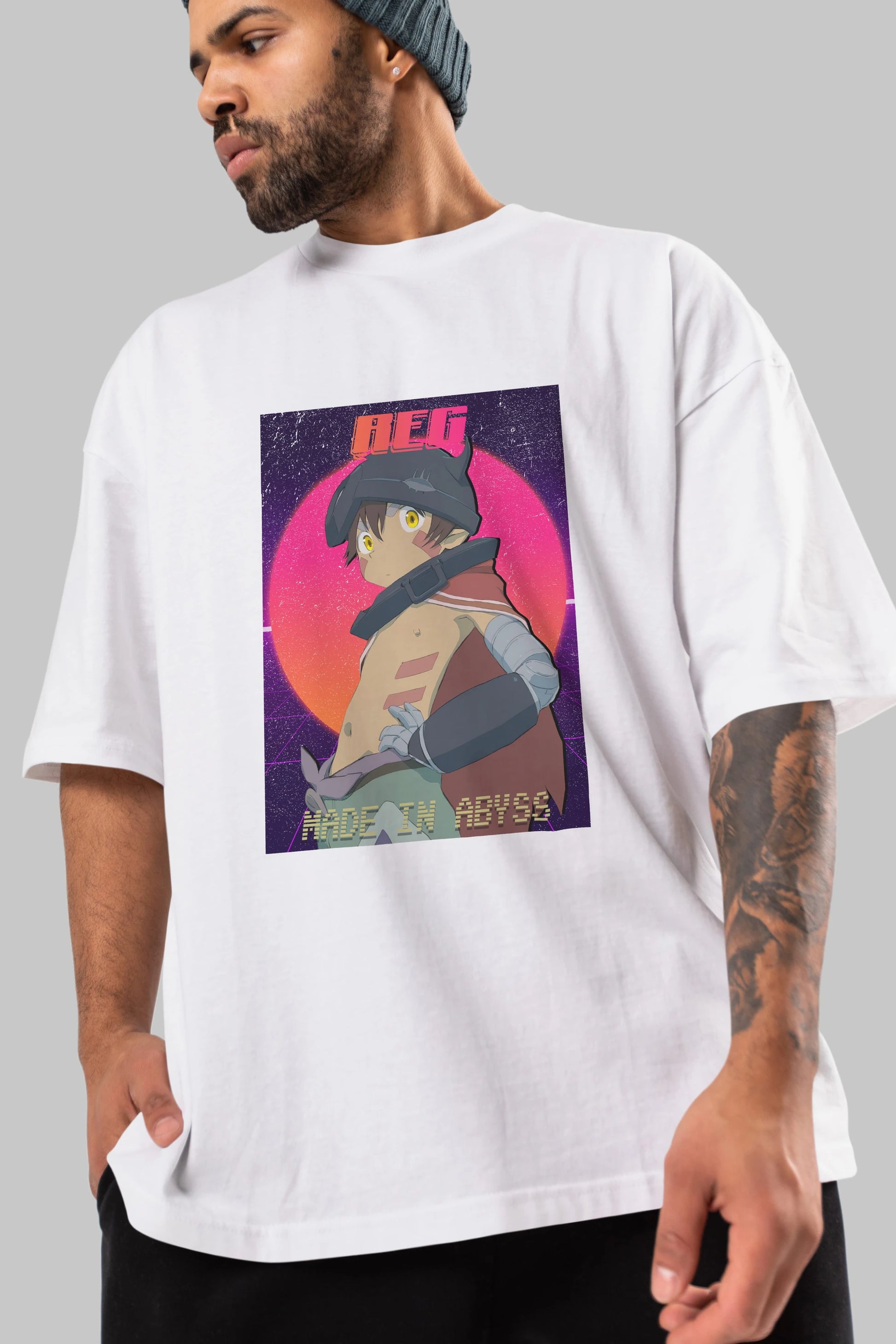Reg 7 Anime Ön Baskılı Oversize t-shirt %100 pamuk Erkek Kadın Unisex