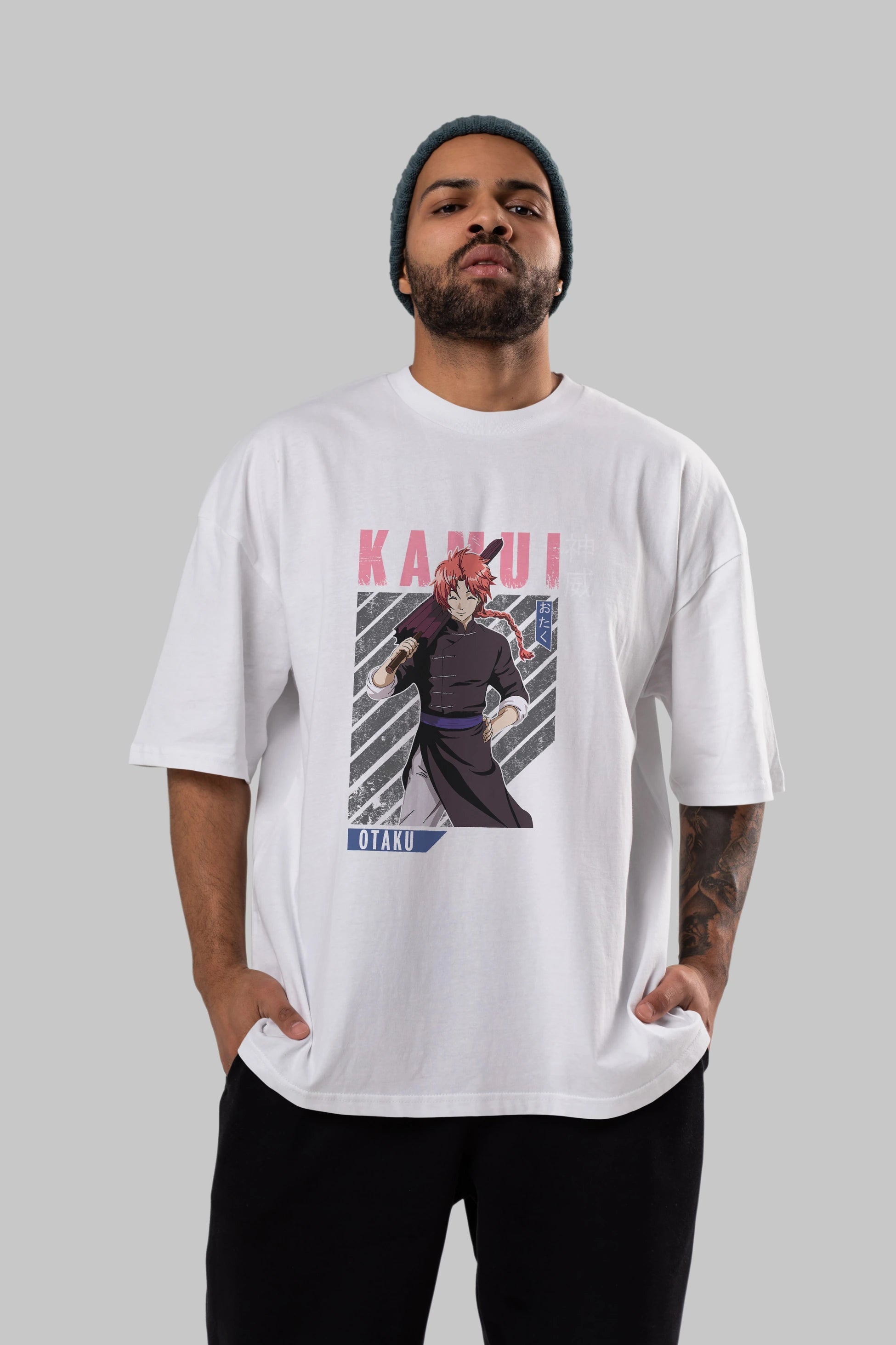 Kamui GINTAMA 1 Anime Ön Baskılı Oversize t-shirt %100 pamuk Erkek Kadın Unisex