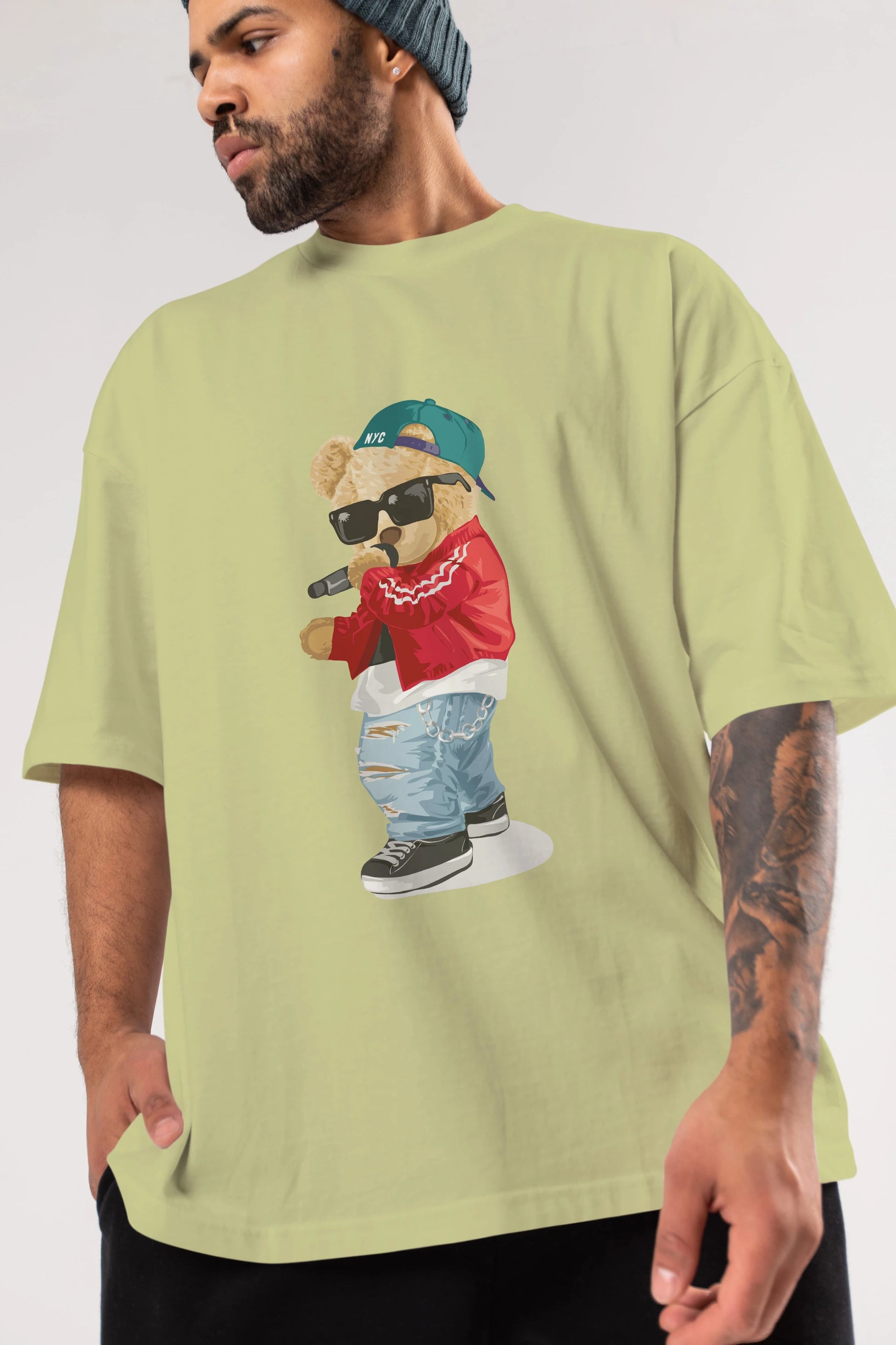 Teddy Bear Şarkıcı Ön Baskılı Oversize t-shirt Erkek Kadın Unisex %100 Pamuk