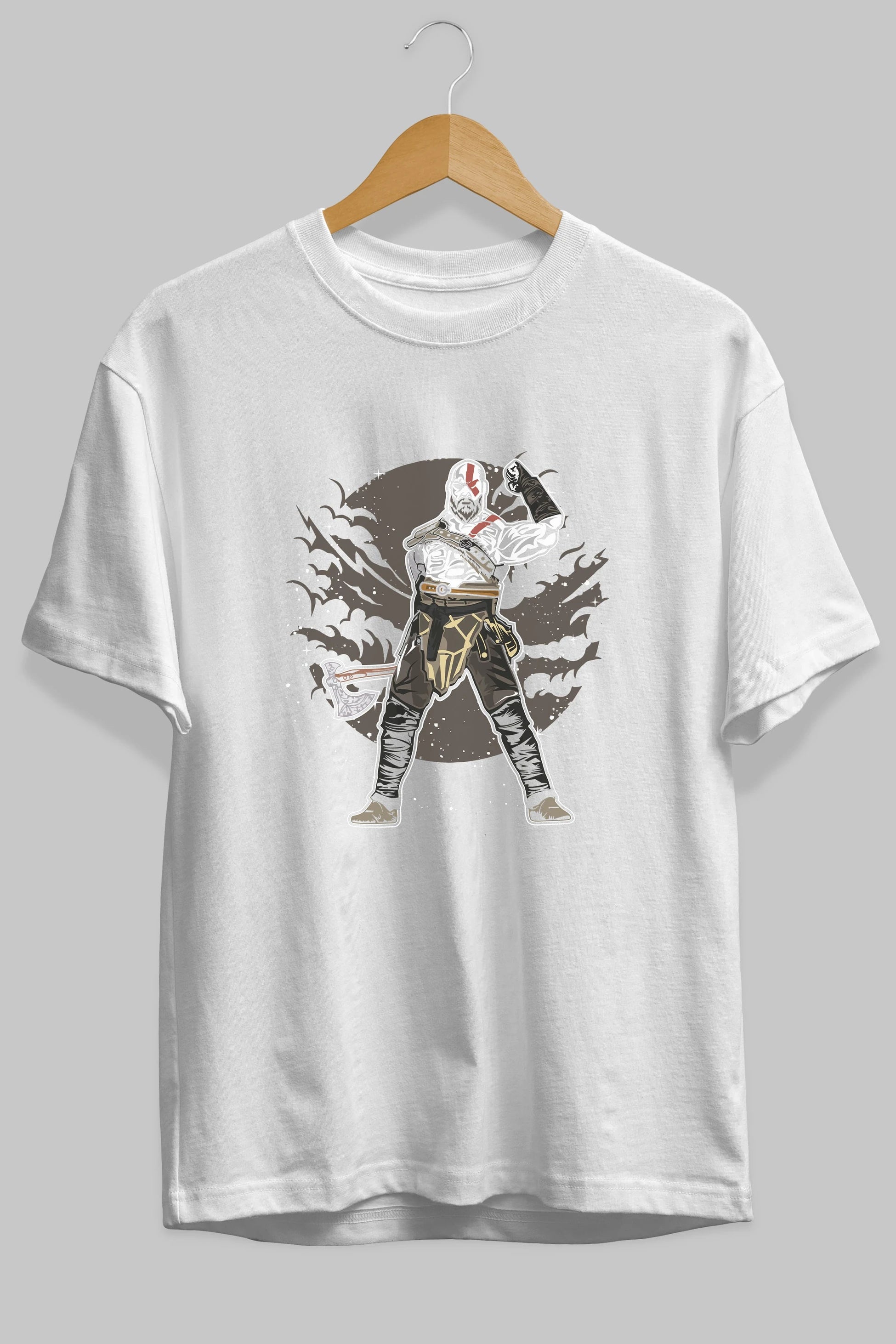 GOD OF WAR Ön Baskılı Oversize t-shirt Erkek Kadın Unisex %100 Pamuk tişort