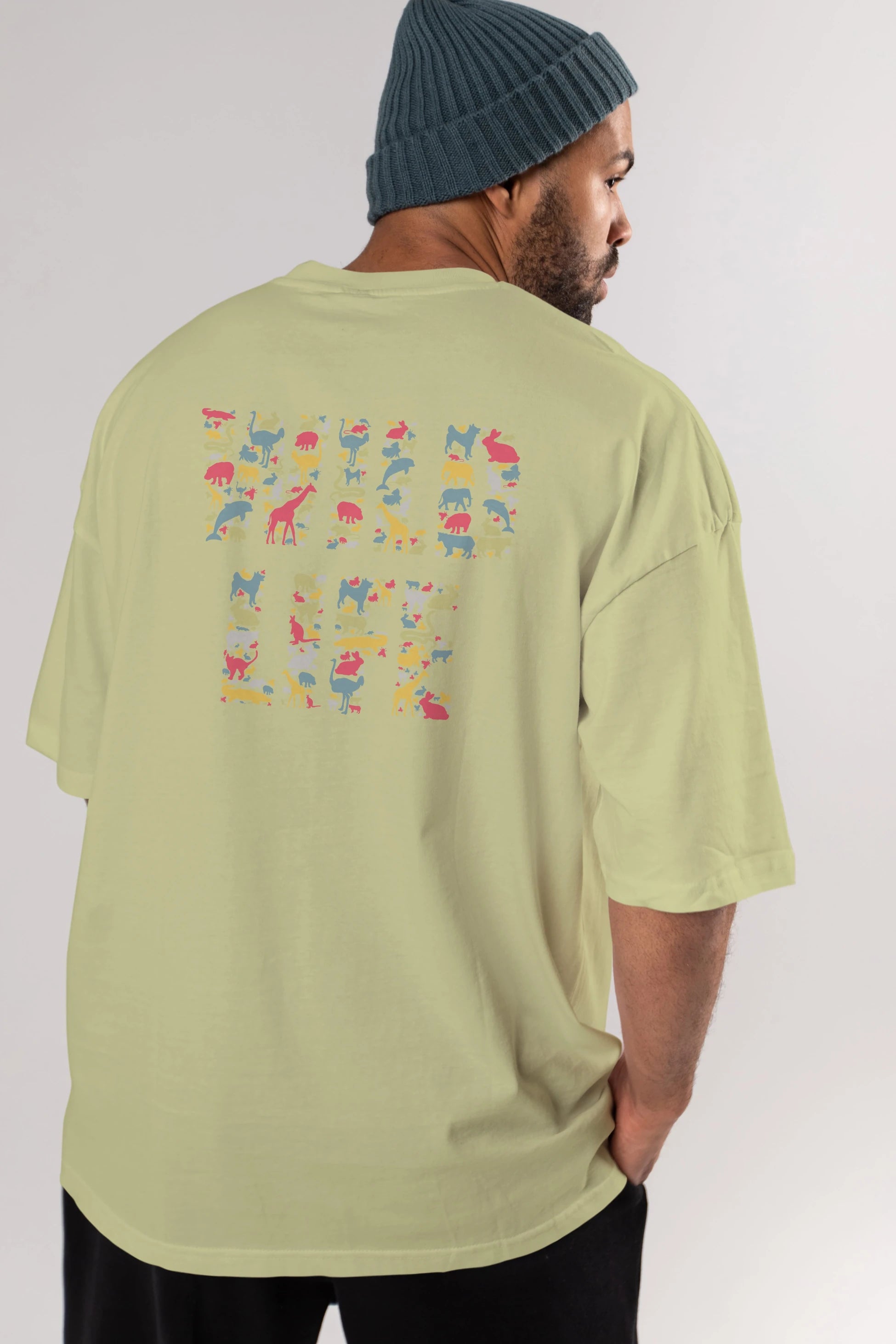 Wild Life Arka Baskılı Oversize t-shirt %100 pamuk Erkek Kadın Unisex