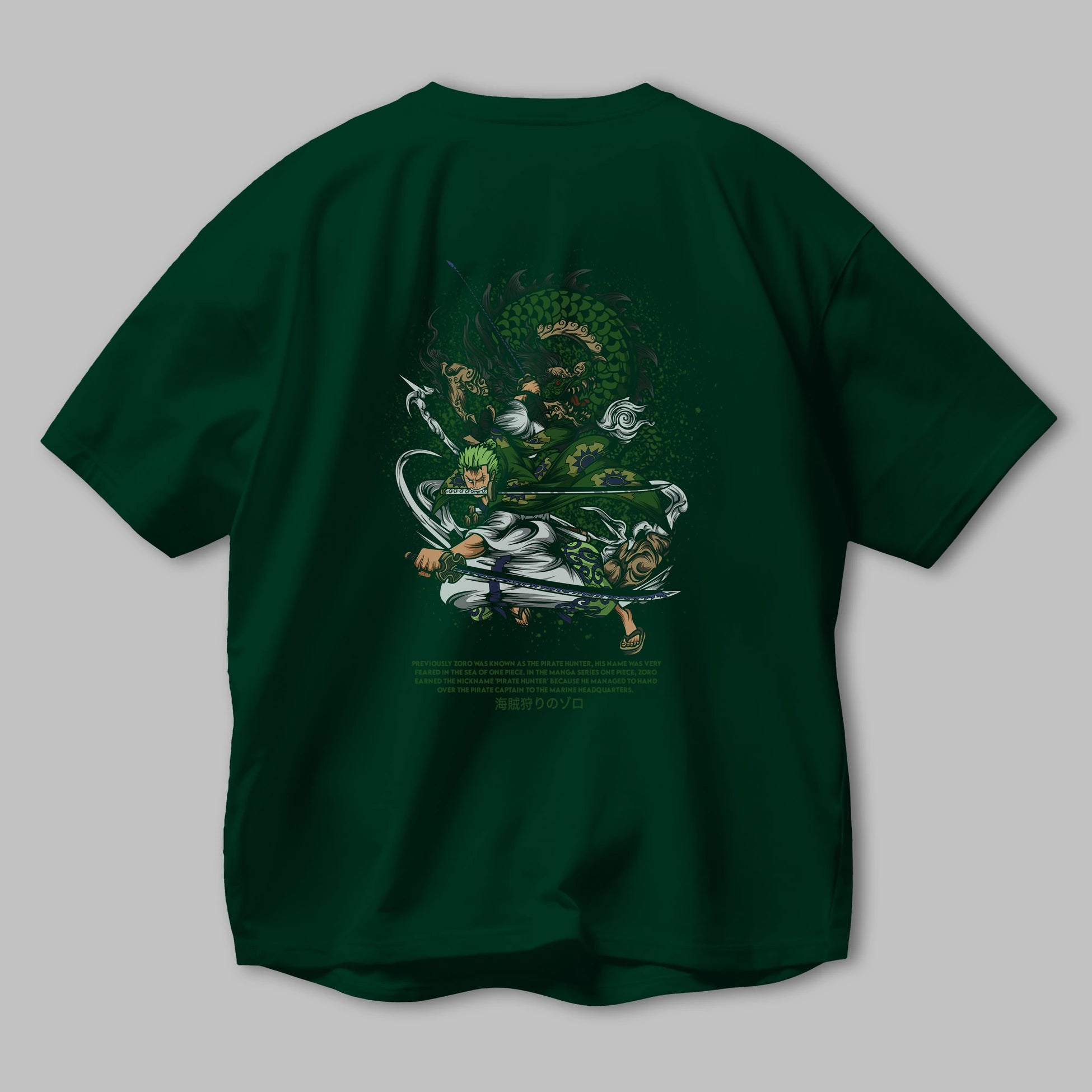 Zoro-ONE PIECE Anime Arka Baskılı Oversize t-shirt Erkek Kadın Unisex