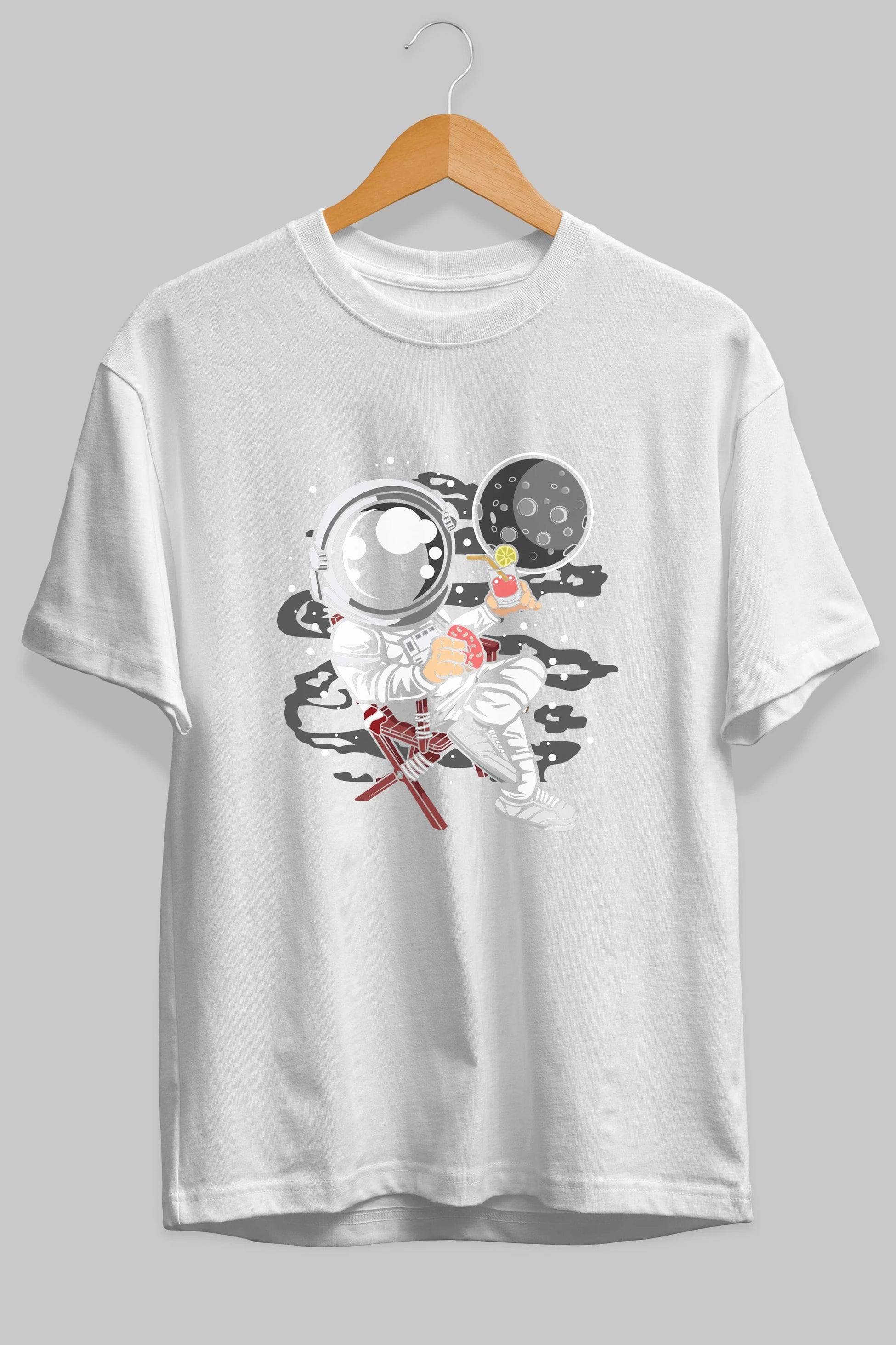 Holiday Astronaut Ön Baskılı Oversize t-shirt Erkek Kadın Unisex