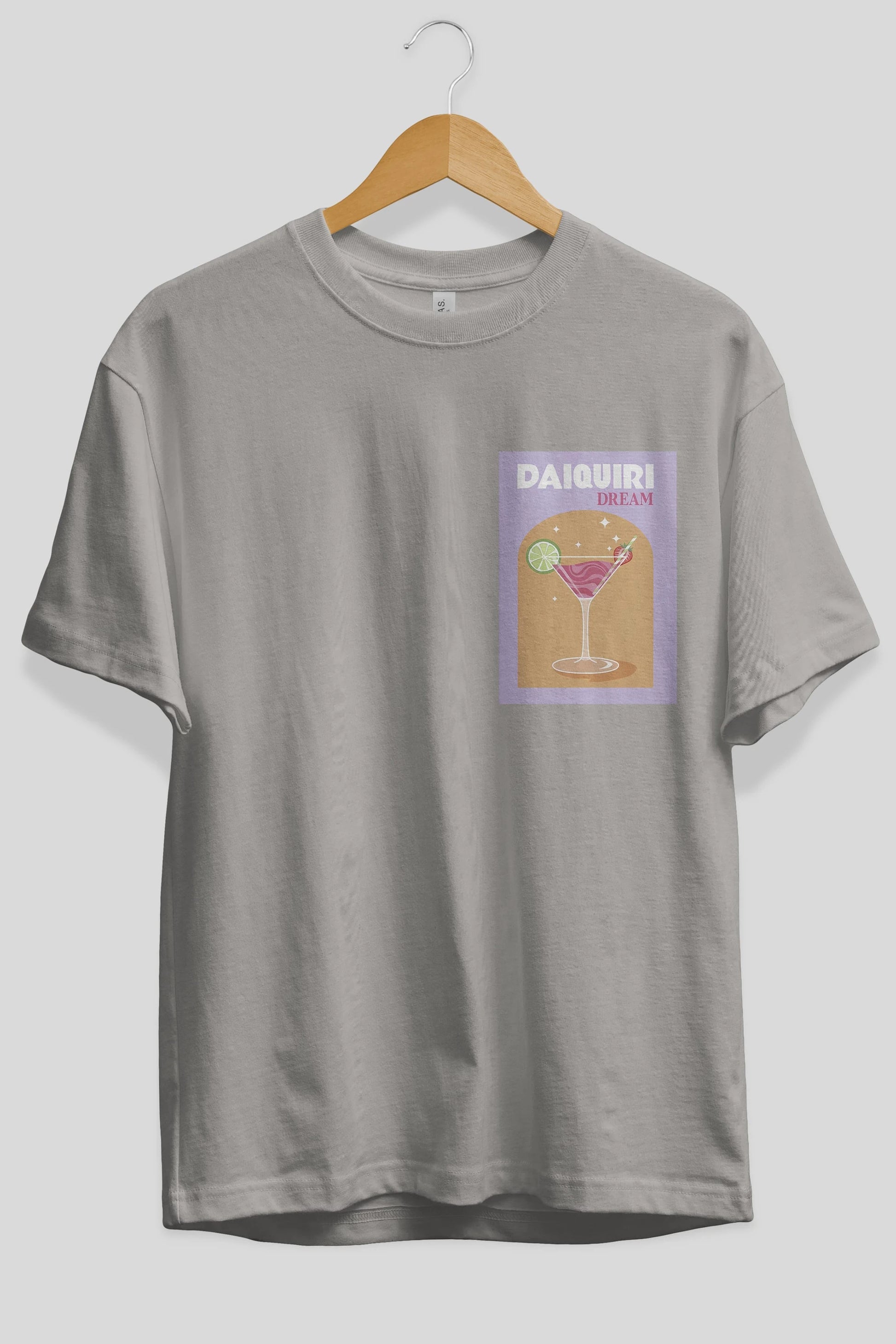 Daiquiri Dream Ön Sol Baskılı Oversize t-shirt Erkek Kadın Unisex %100 Pamuk Bisiklet Yaka tişort