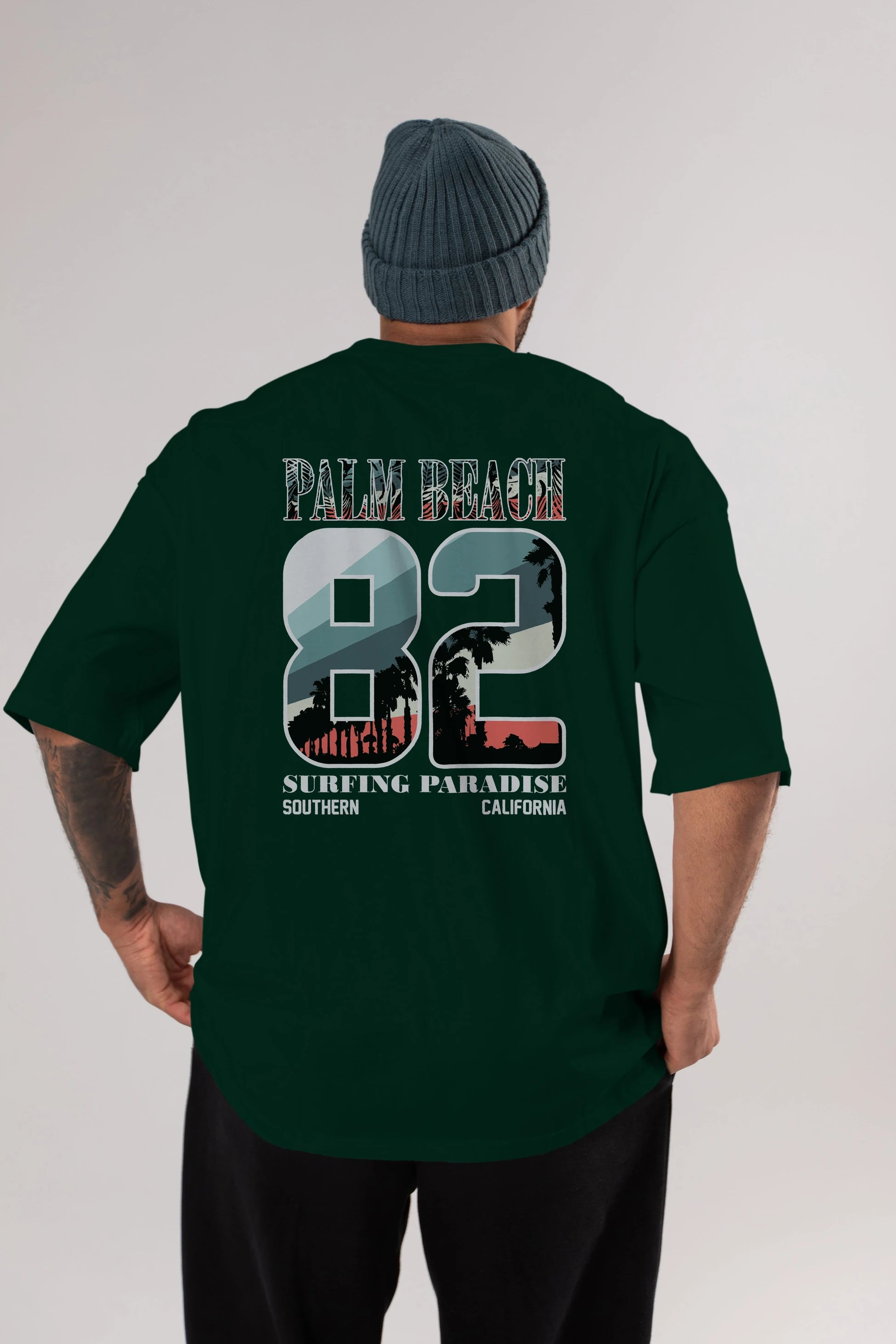 Palm Beach 82 Arka Baskılı Oversize t-shirt Erkek Kadın Unisex
