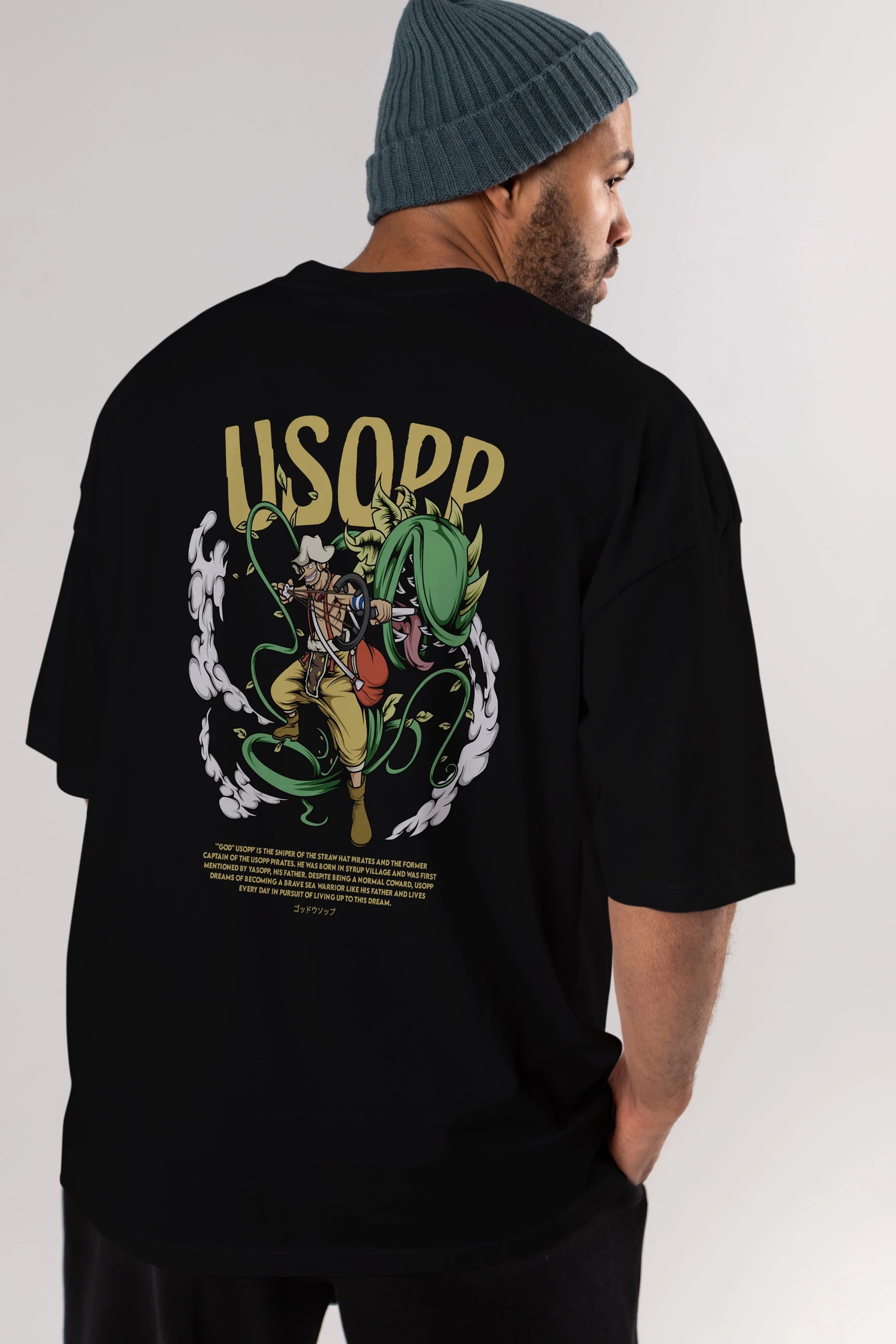 Usopp Anime Arka Baskılı Oversize t-shirt Erkek Kadın Unisex