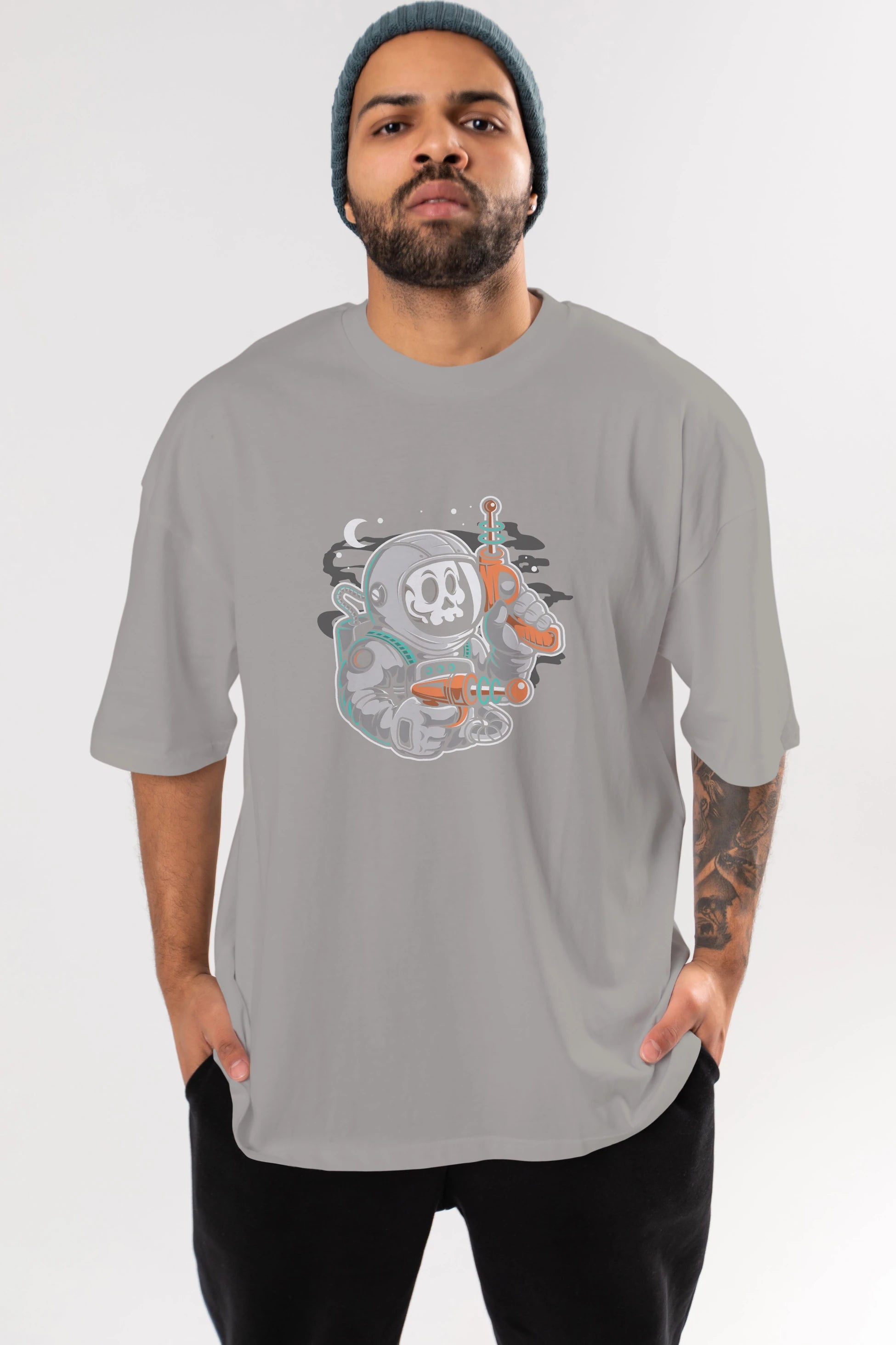 Astronaut Ray Gun Ön Baskılı Oversize t-shirt Erkek Kadın Unisex