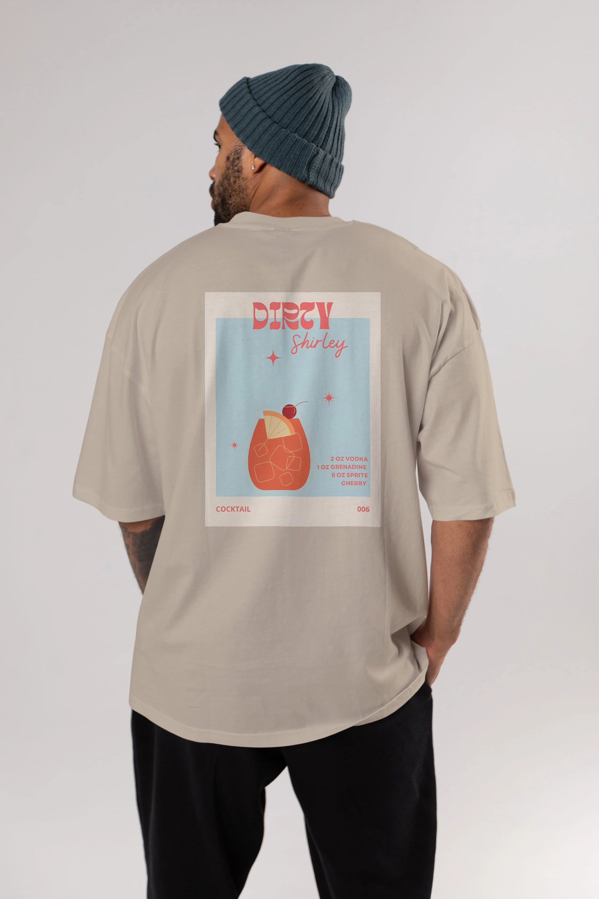 Dirty Shirley Arka Baskılı Oversize t-shirt Erkek Kadın Unisex %100 Pamuk Bisiklet Yaka tişort