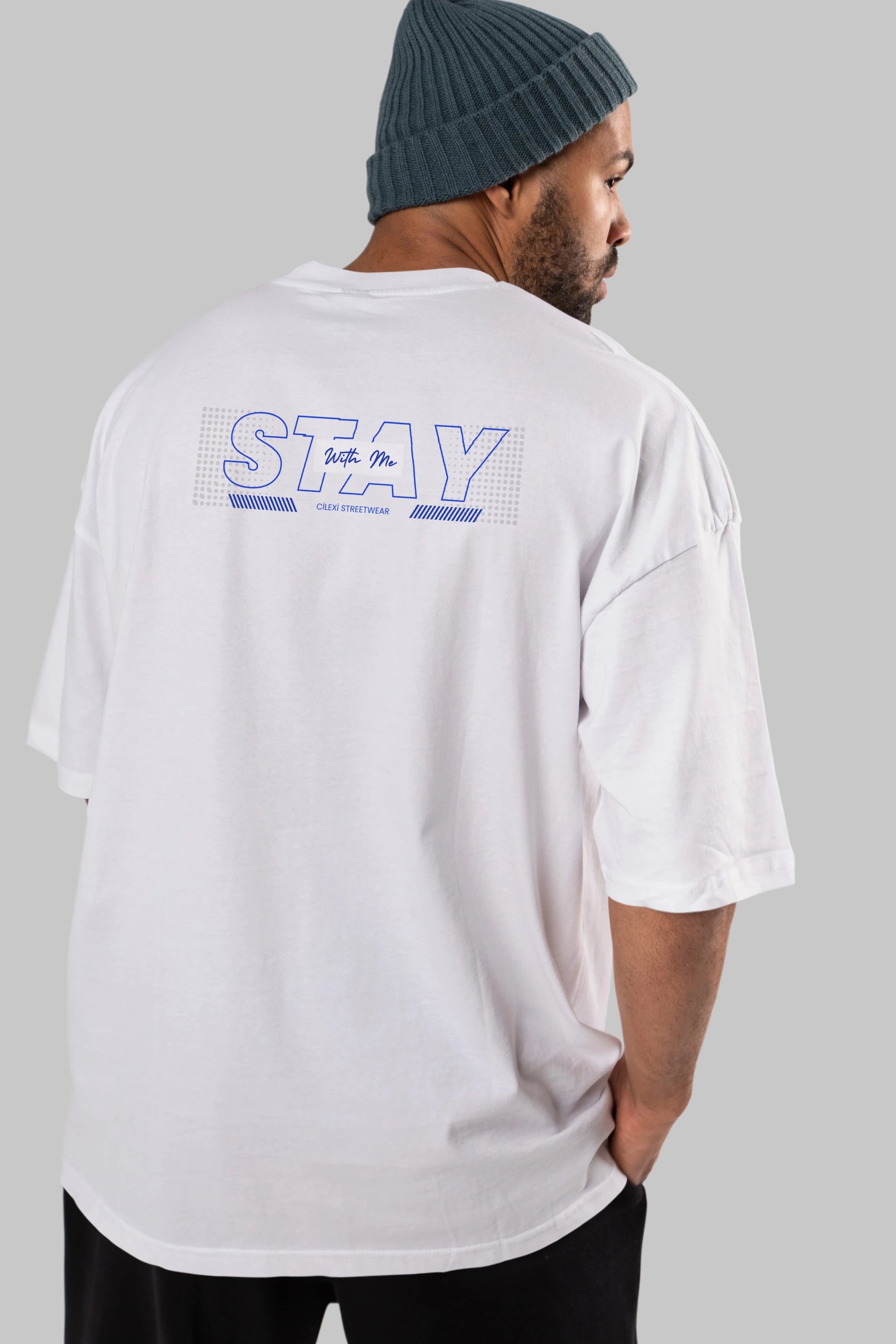 Stay with Me Yazılı Arka Baskılı Oversize t-shirt Erkek Kadın Unisex