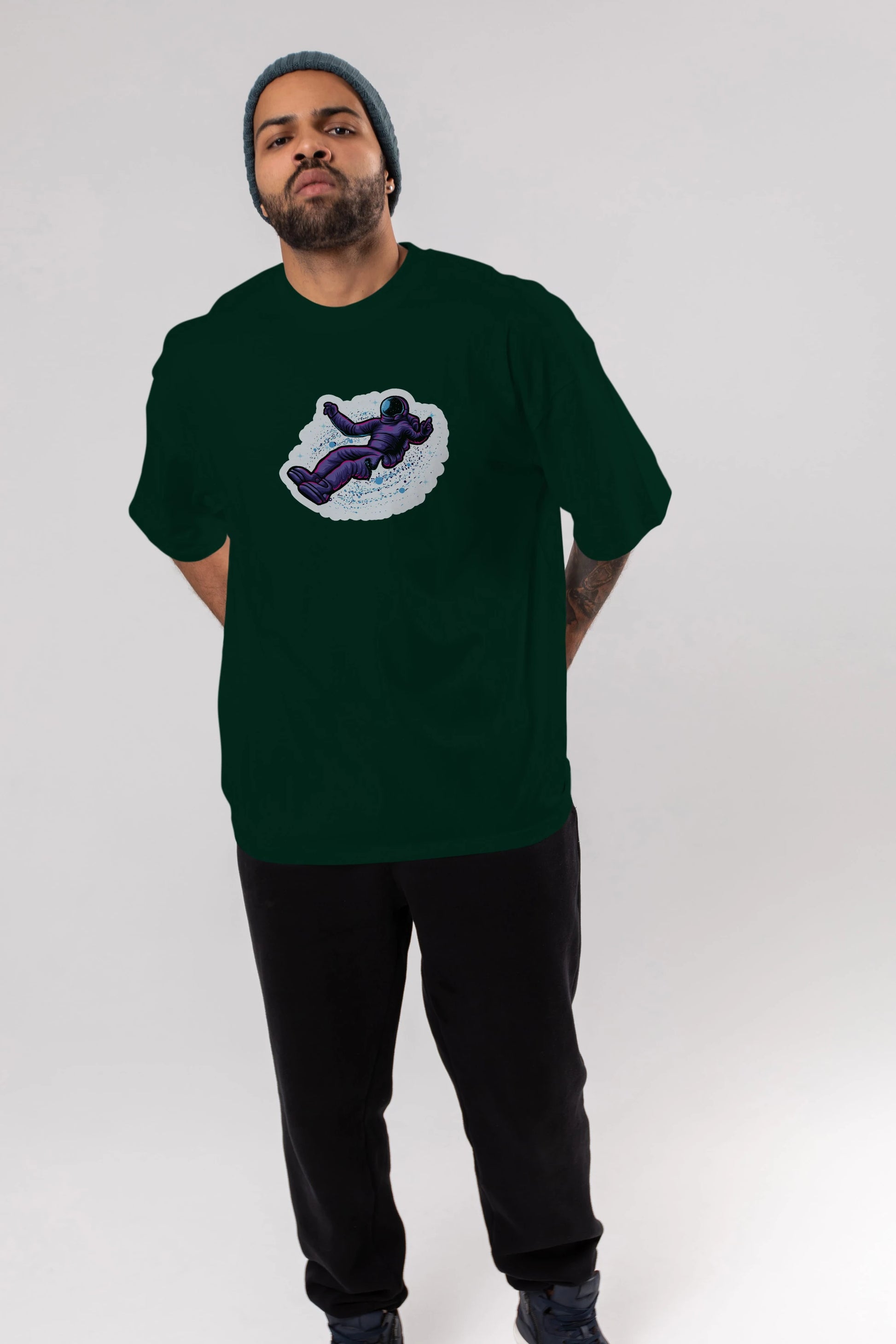 Having fun in outer space sticker Ön Baskılı Oversize t-shirt Erkek Kadın Unisex