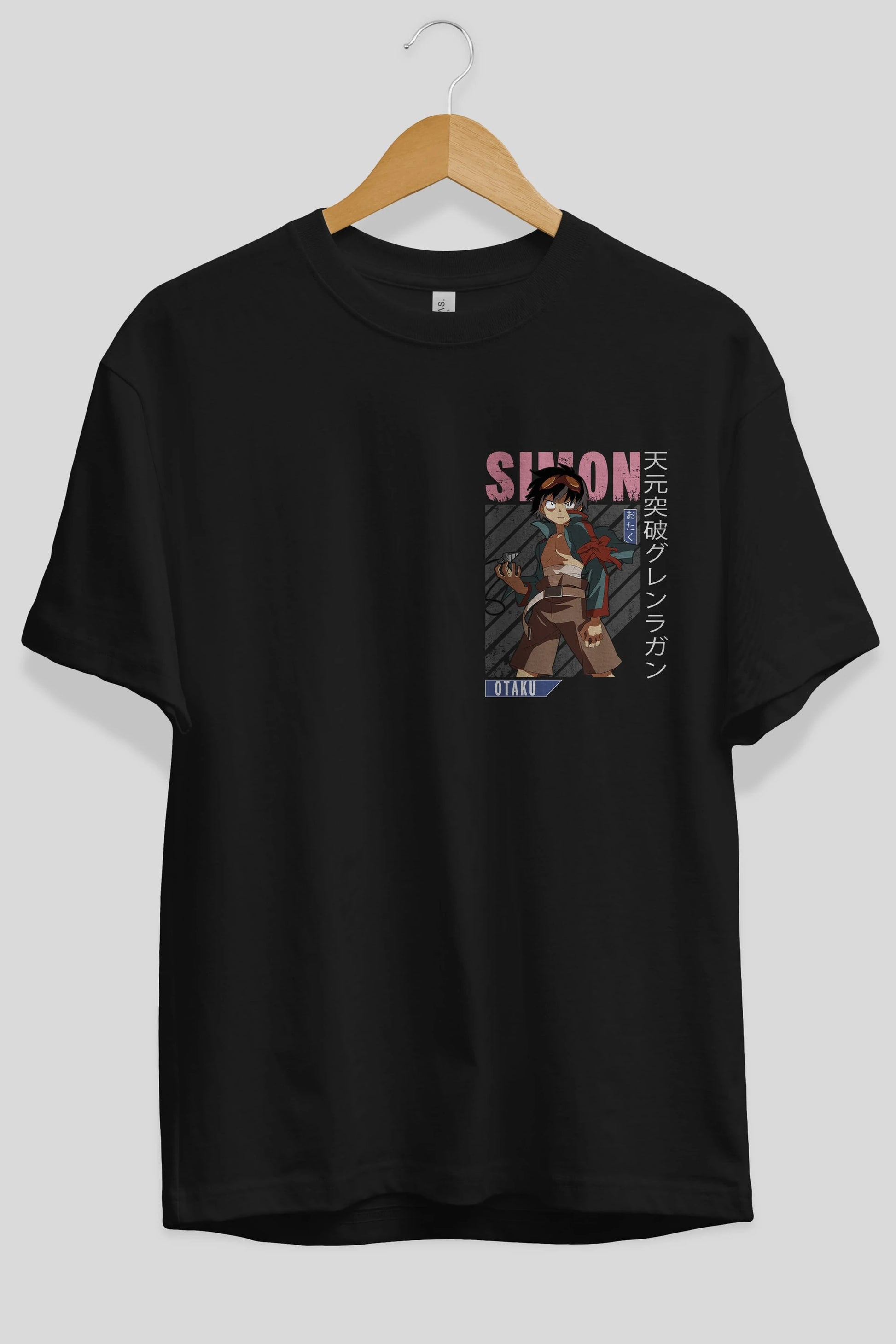 Simon 5 Ön Sol Baskılı Oversize t-shirt Erkek Kadın Unisex %100 Pamuk Bisiklet Yaka tişort