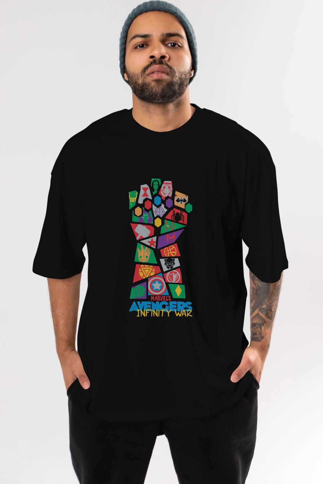 The Avengers Ön Baskılı Oversize t-shirt Erkek Kadın Unisex %100 Pamuk Bisiklet Yaka tişort