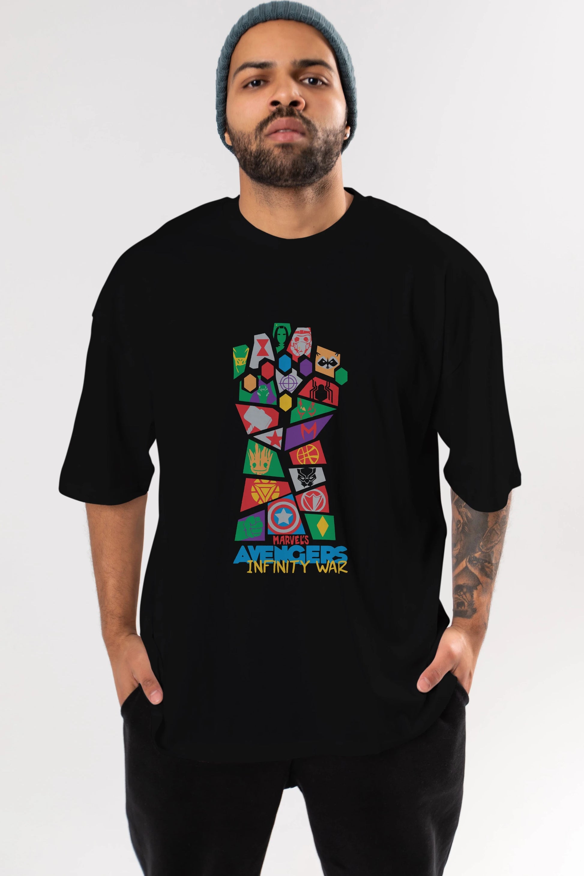 The Avengers Ön Baskılı Oversize t-shirt Erkek Kadın Unisex %100 Pamuk Bisiklet Yaka tişort