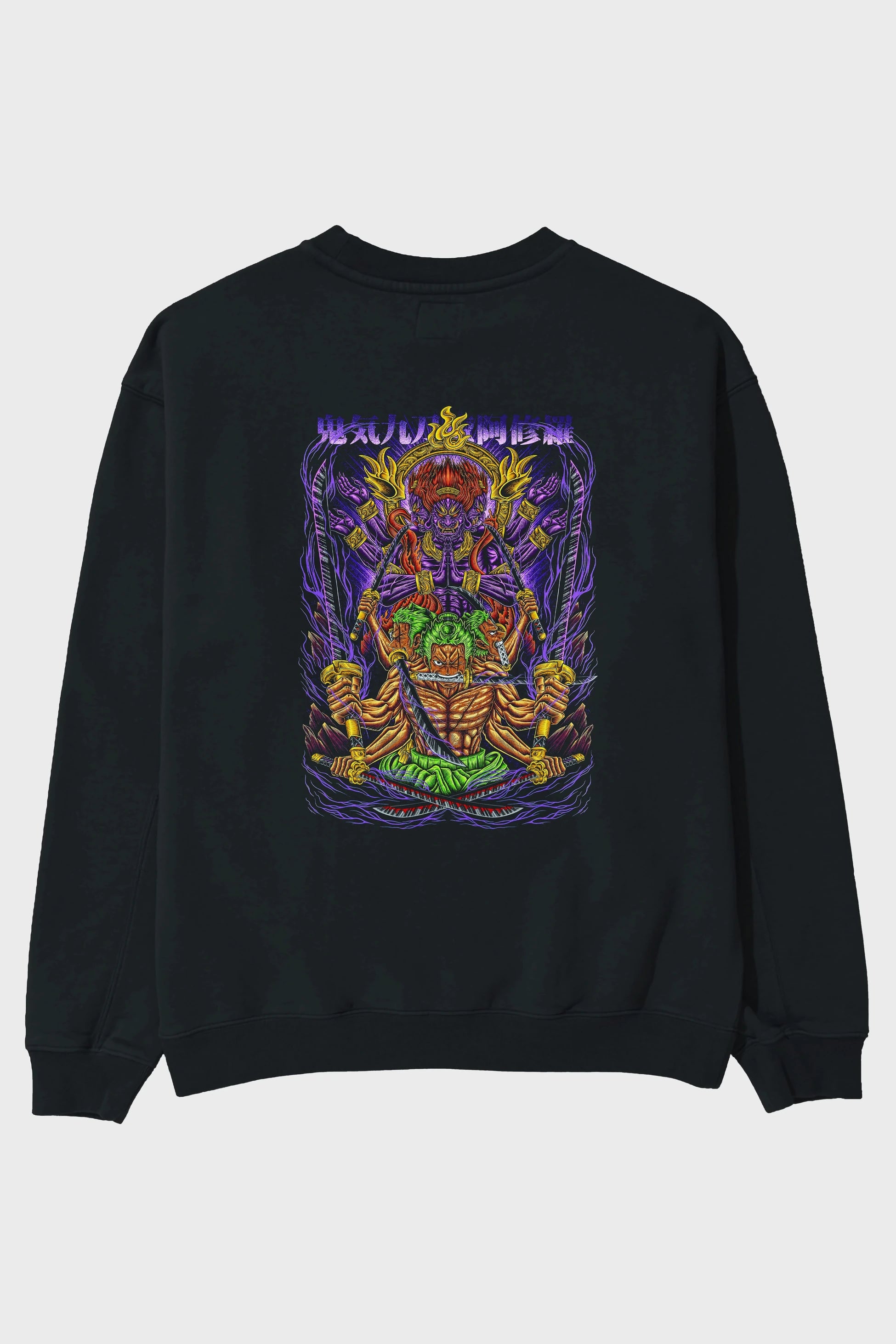 RORONOA ZORO 2 Anime Arka Baskılı Oversize Sweatshirt Erkek Kadın Unisex