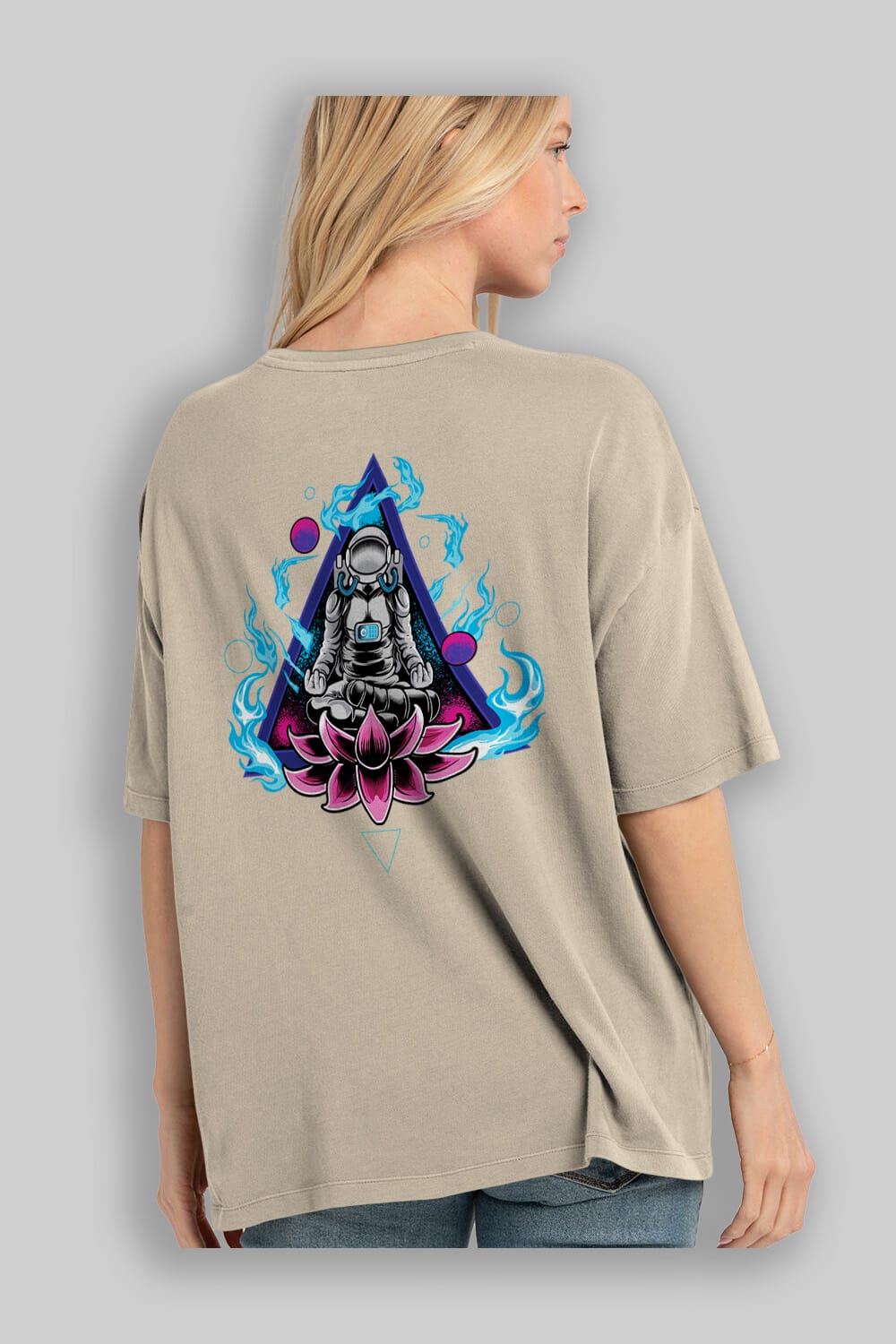Astronaut Meditation (2) Arka Baskılı Oversize t-shirt Erkek Kadın Unisex