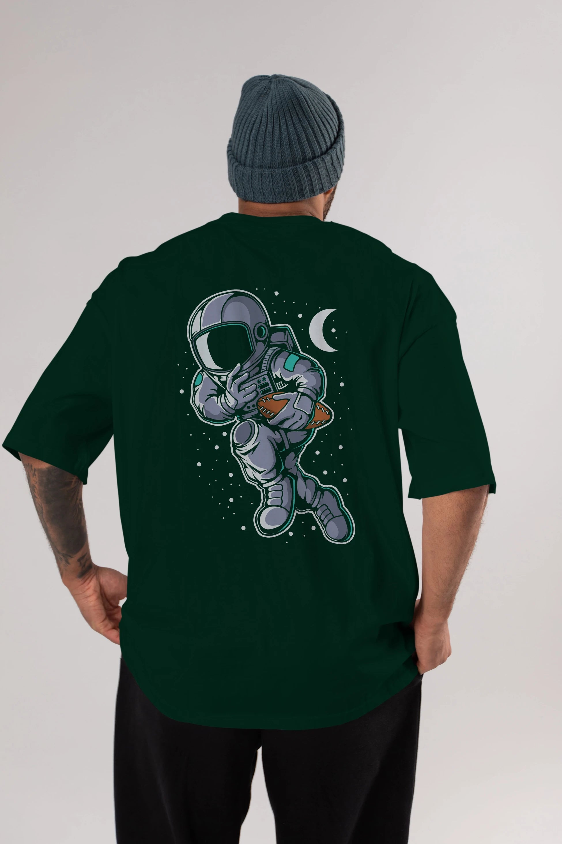 Astronaut Rugby Arka Baskılı Oversize t-shirt Erkek Kadın Unisex