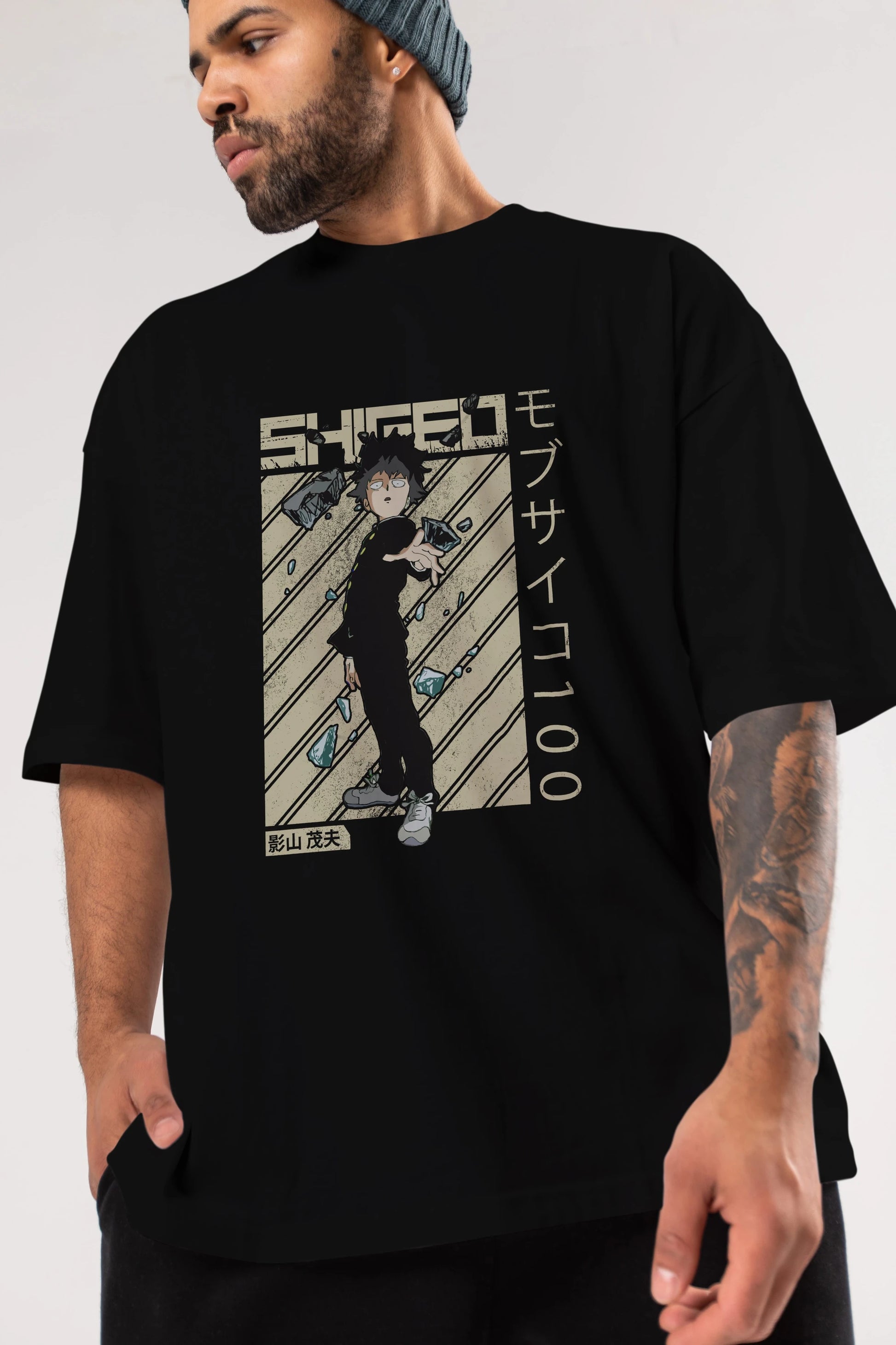 Shigeo Kageyama 3 Anime Ön Baskılı Oversize t-shirt %100 pamuk Erkek Kadın Unisex