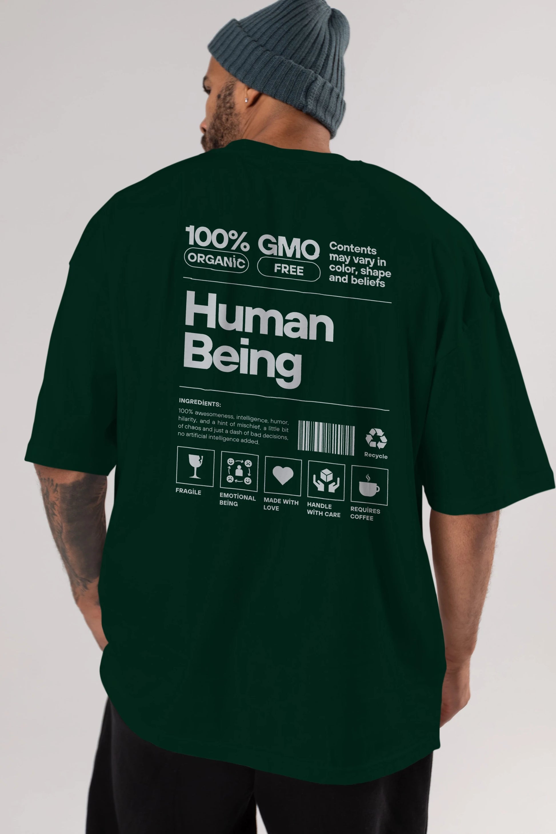 Human Being Arka Baskılı Oversize t-shirt Erkek Kadın Unisex