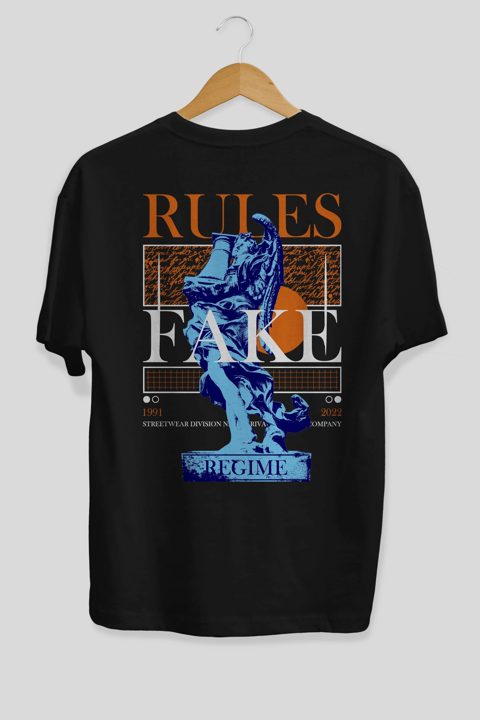 Rules Fake Arka Baskılı Oversize t-shirt Erkek Kadın Unisex