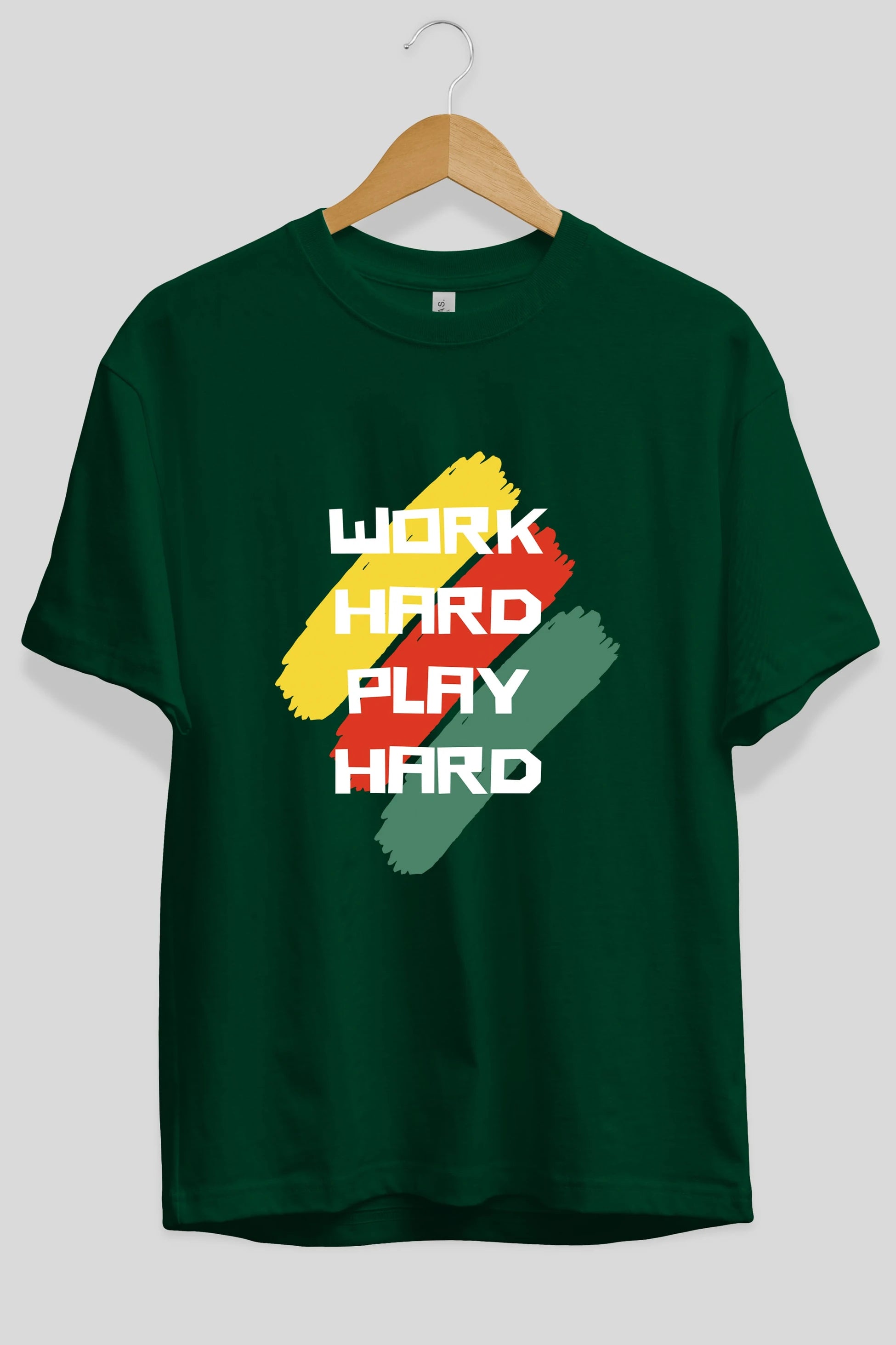 Work Hard Play Hard 2 Ön Baskılı Oversize t-shirt Erkek Kadın Unisex