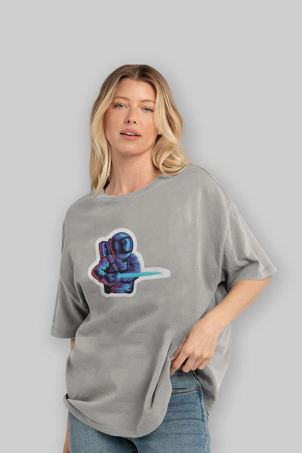 Astro Knight Sticker Ön Baskılı Oversize t-shirt Erkek Kadın Unisex
