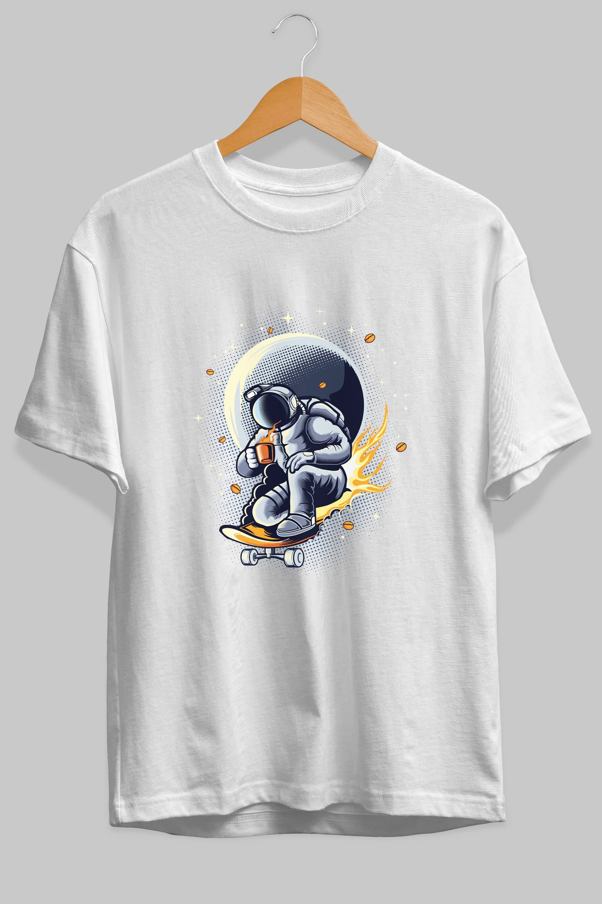 Astro Coffee Addict Ön Baskılı Oversize t-shirt Erkek Kadın Unisex
