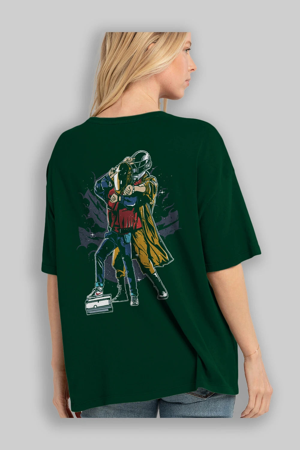 Back To The Beat Arka Baskılı Oversize t-shirt Erkek Kadın Unisex %100 Pamuk