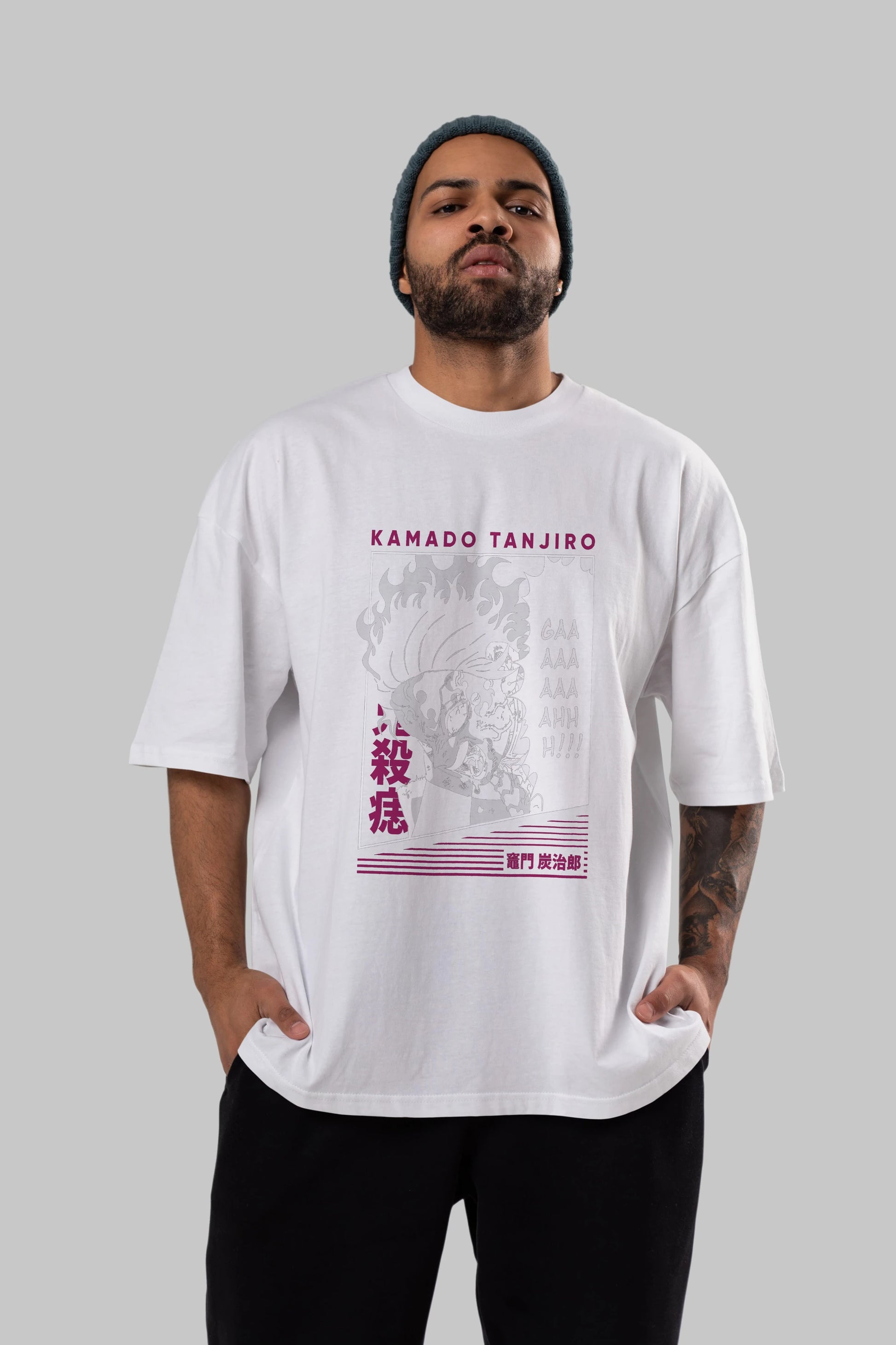 TANJIRO KAMADO 3 Anime Ön Baskılı Oversize t-shirt %100 pamuk Erkek Kadın Unisex