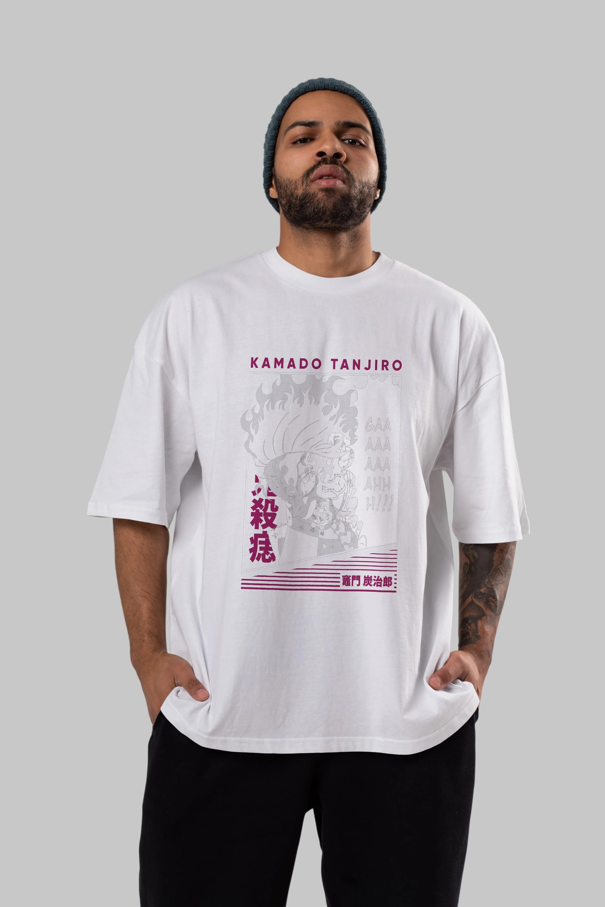 TANJIRO KAMADO 3 Anime Ön Baskılı Oversize t-shirt %100 pamuk Erkek Kadın Unisex