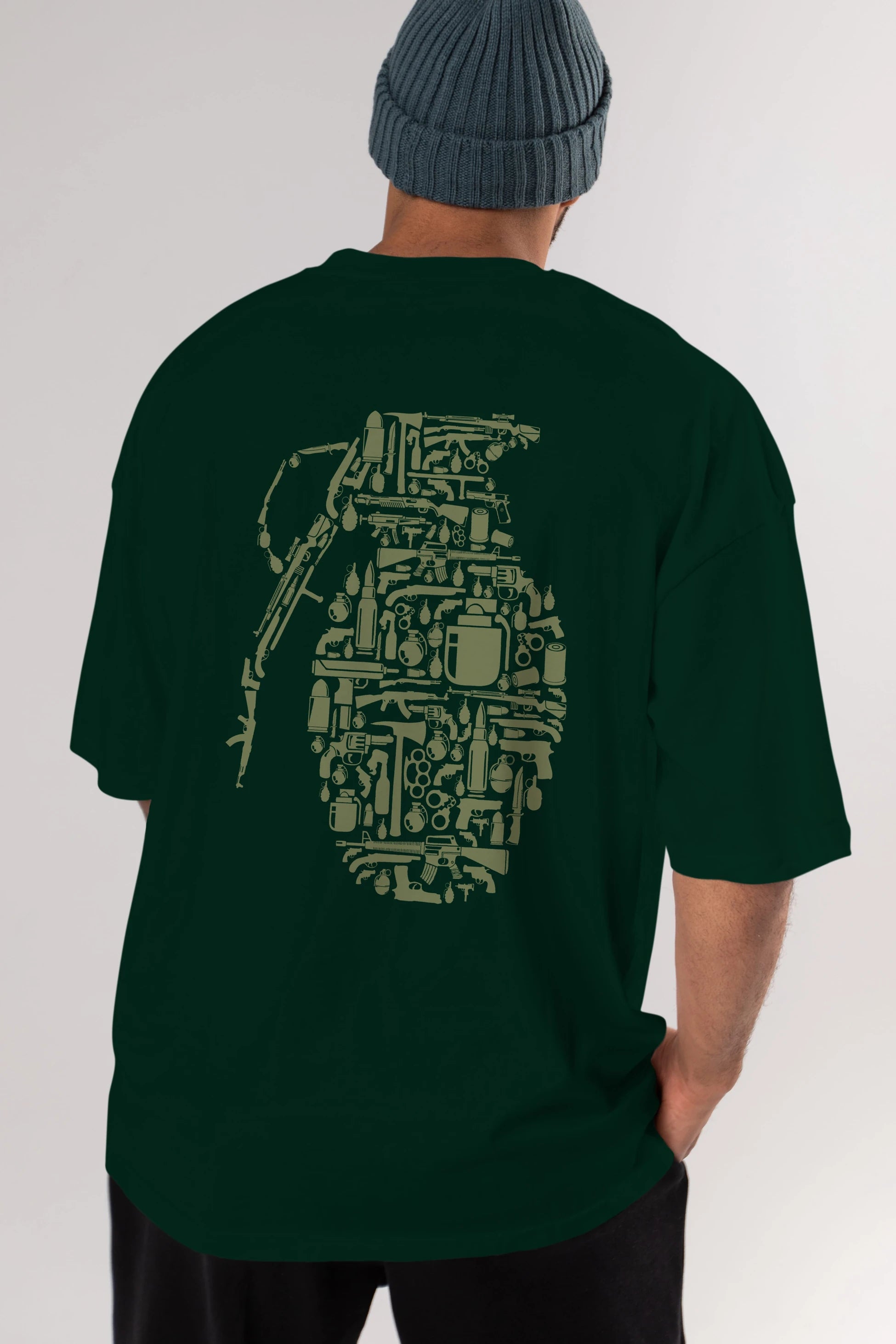 Grenade Arka Baskılı Oversize t-shirt %100 pamuk Erkek Kadın Unisex