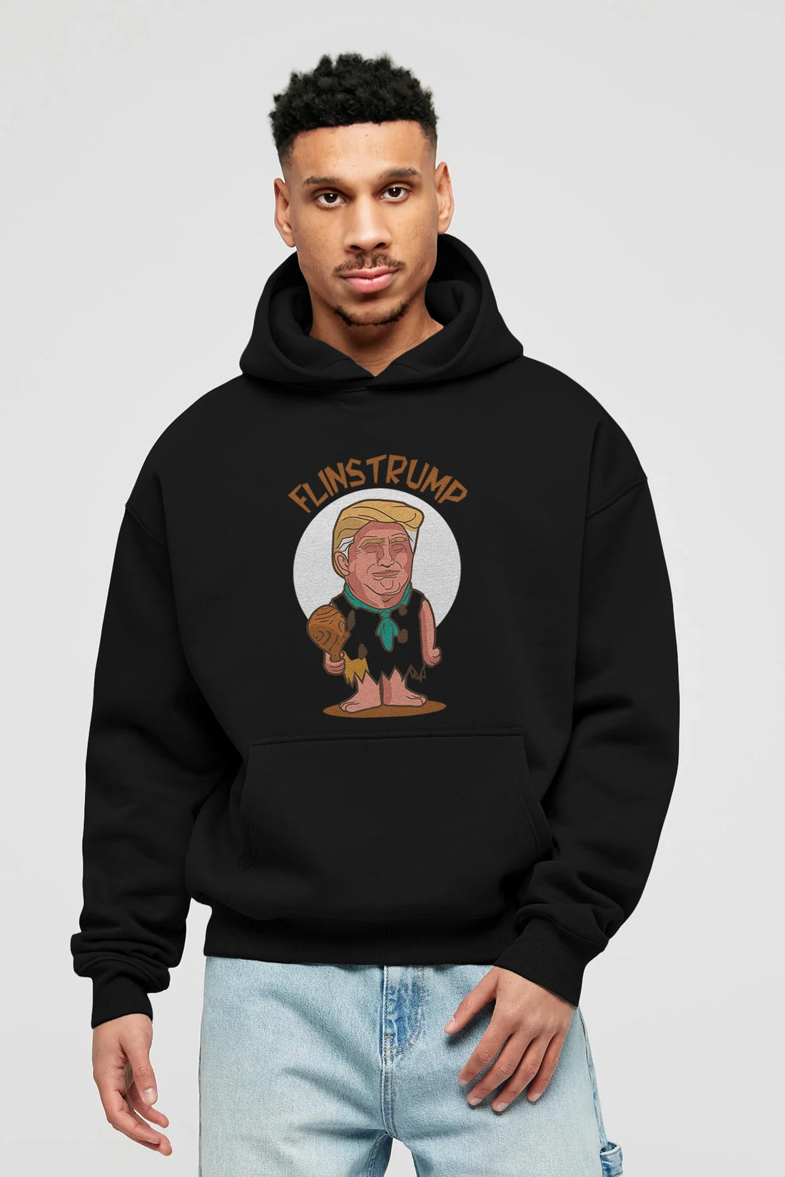 Flinstrump Ön Baskılı Hoodie Oversize Kapüşonlu Sweatshirt Erkek Kadın Unisex