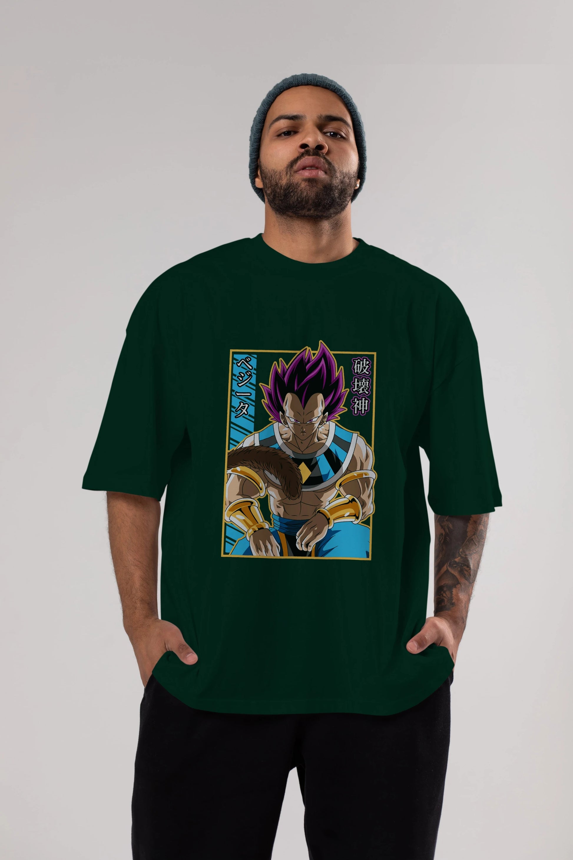 DragonBall VegetaHakaishin Anime Ön Baskılı Oversize t-shirt %100 pamuk Erkek Kadın Unisex