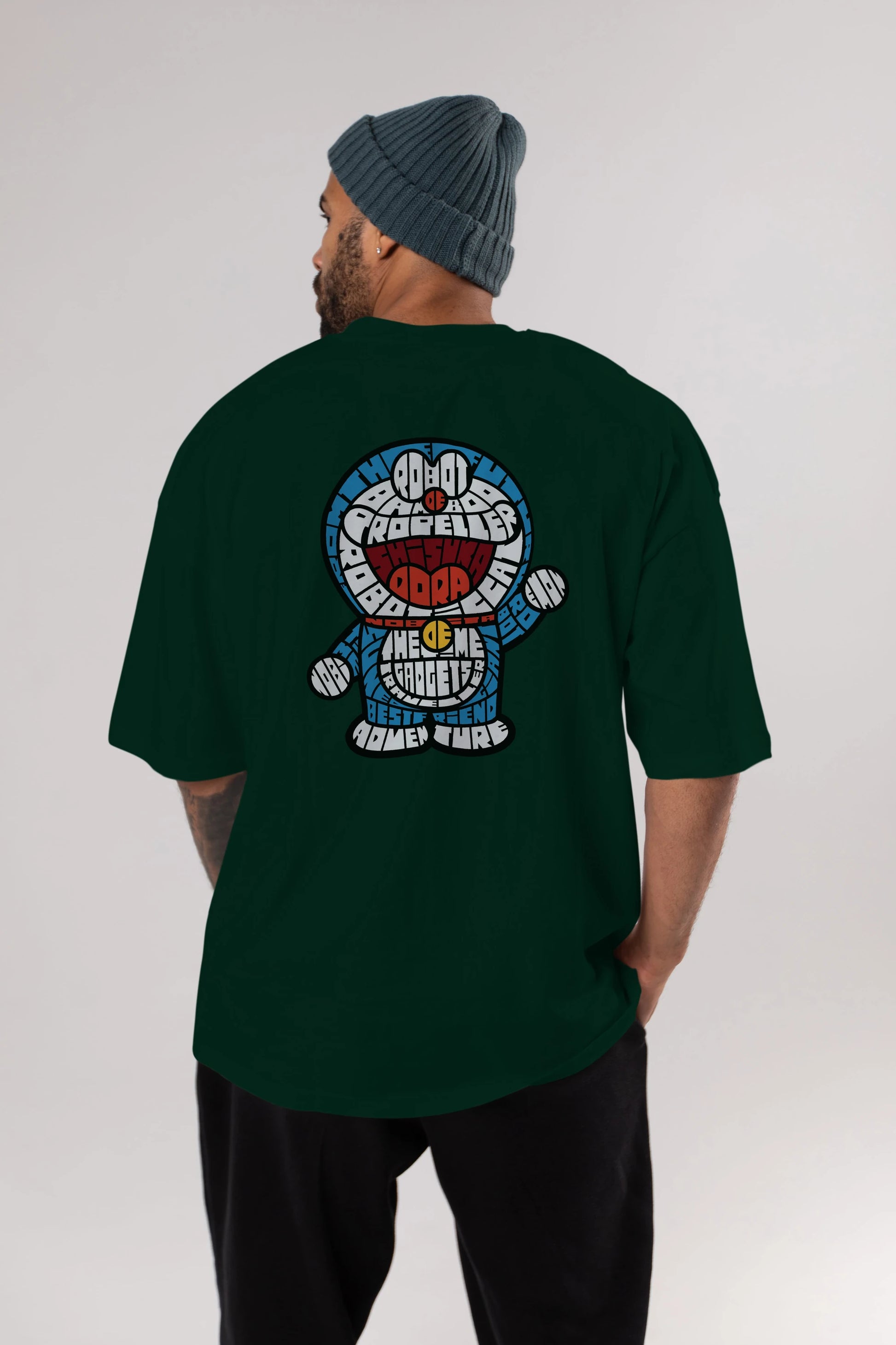 Robotic cat Arka Baskılı Oversize t-shirt %100 pamuk Erkek Kadın Unisex