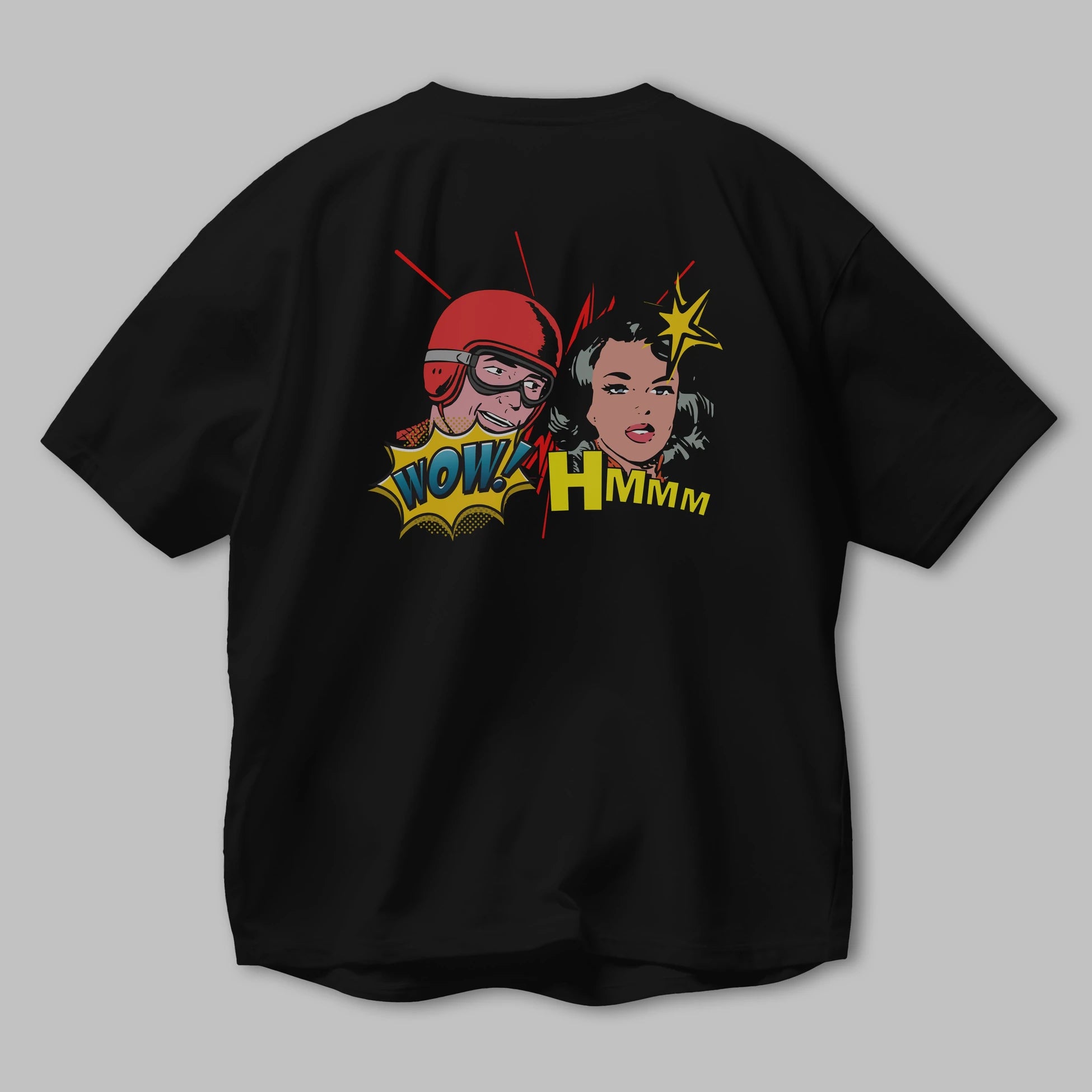 Comic Wow Yazılı Arka Baskılı Oversize t-shirt Erkek Kadın Unisex