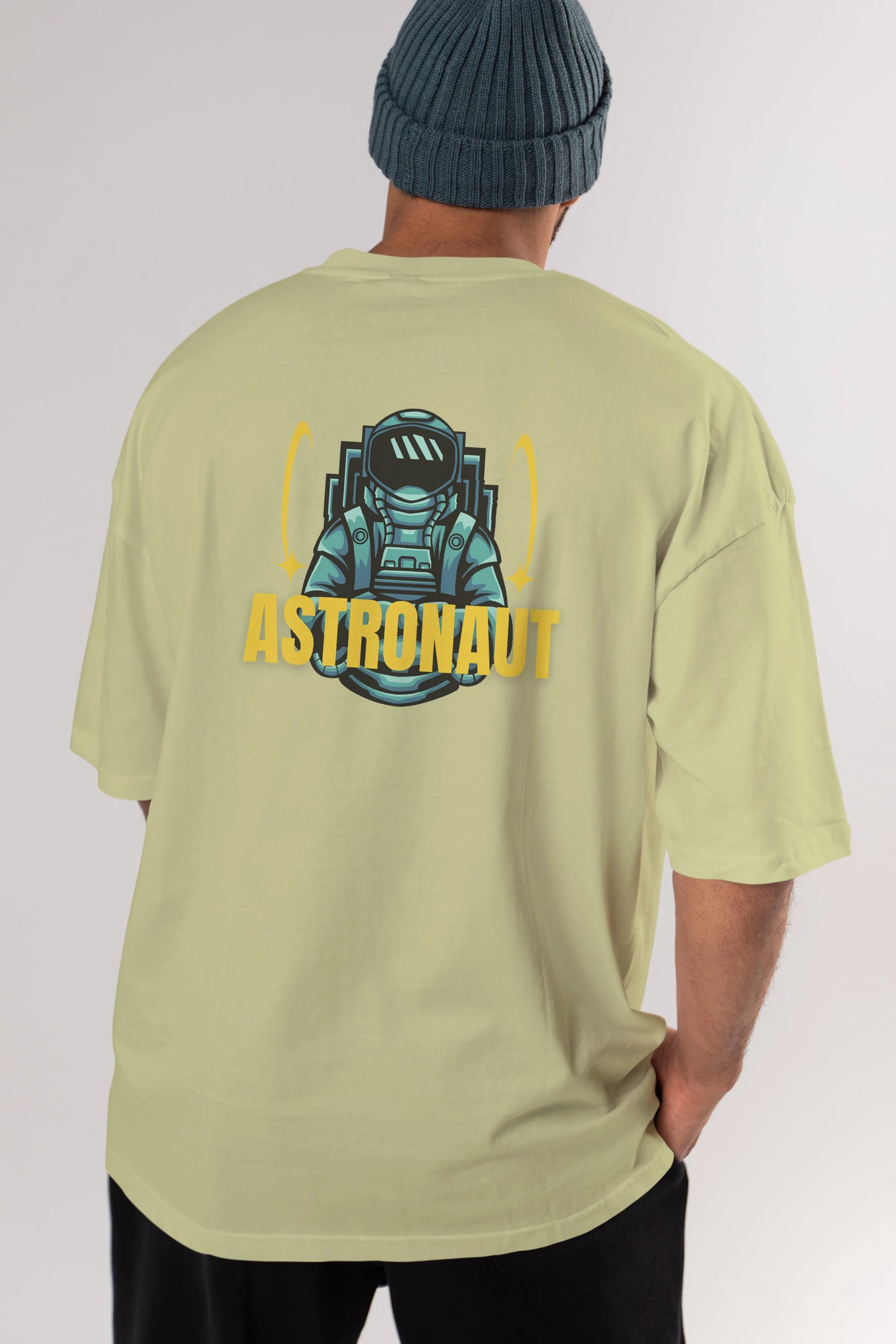 Astronaut Arka Baskılı Oversize t-shirt Erkek Kadın Unisex