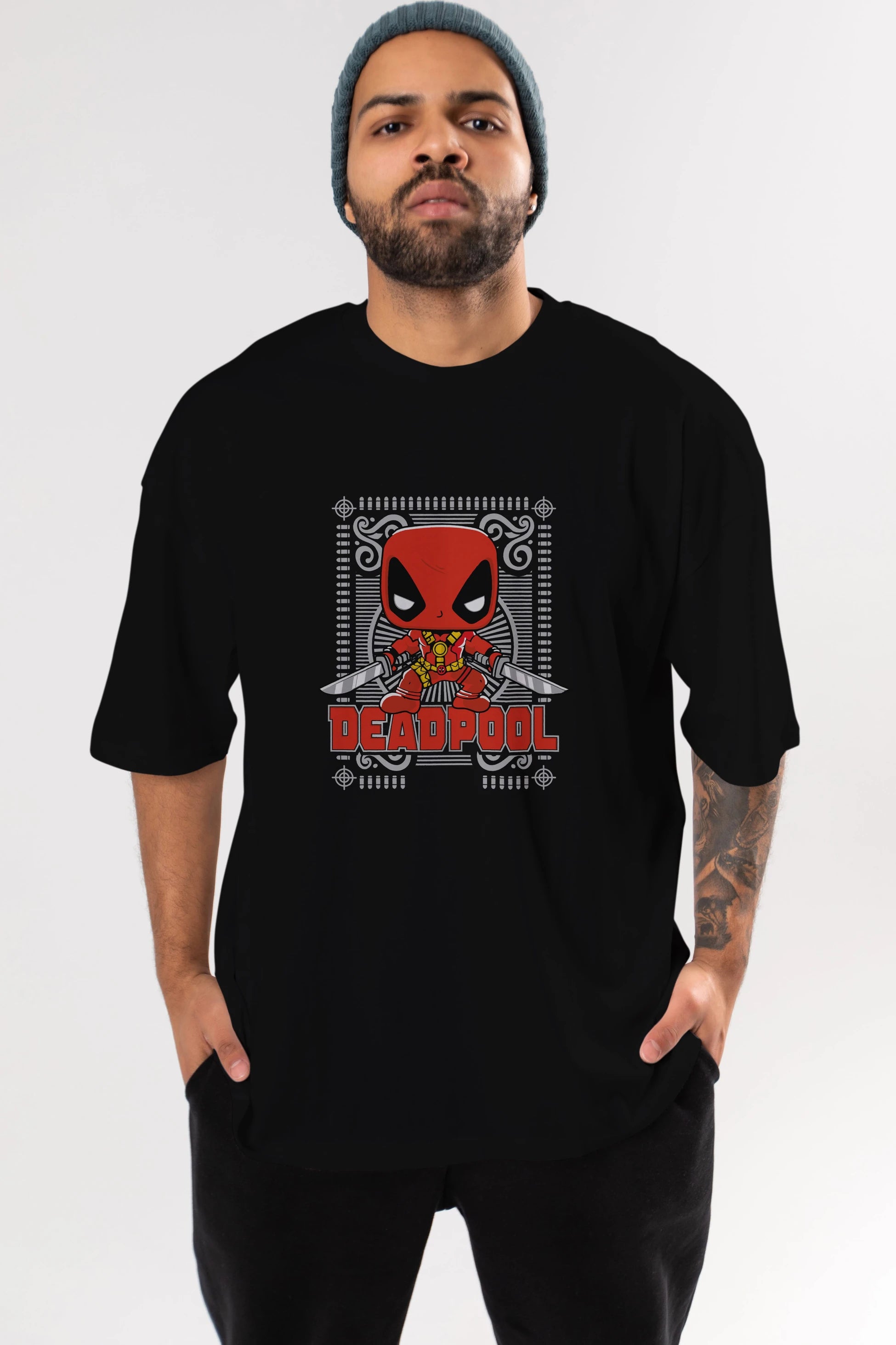 Deadpool (17) Ön Baskılı Oversize t-shirt Erkek Kadın Unisex %100 Pamuk Bisiklet Yaka tişort