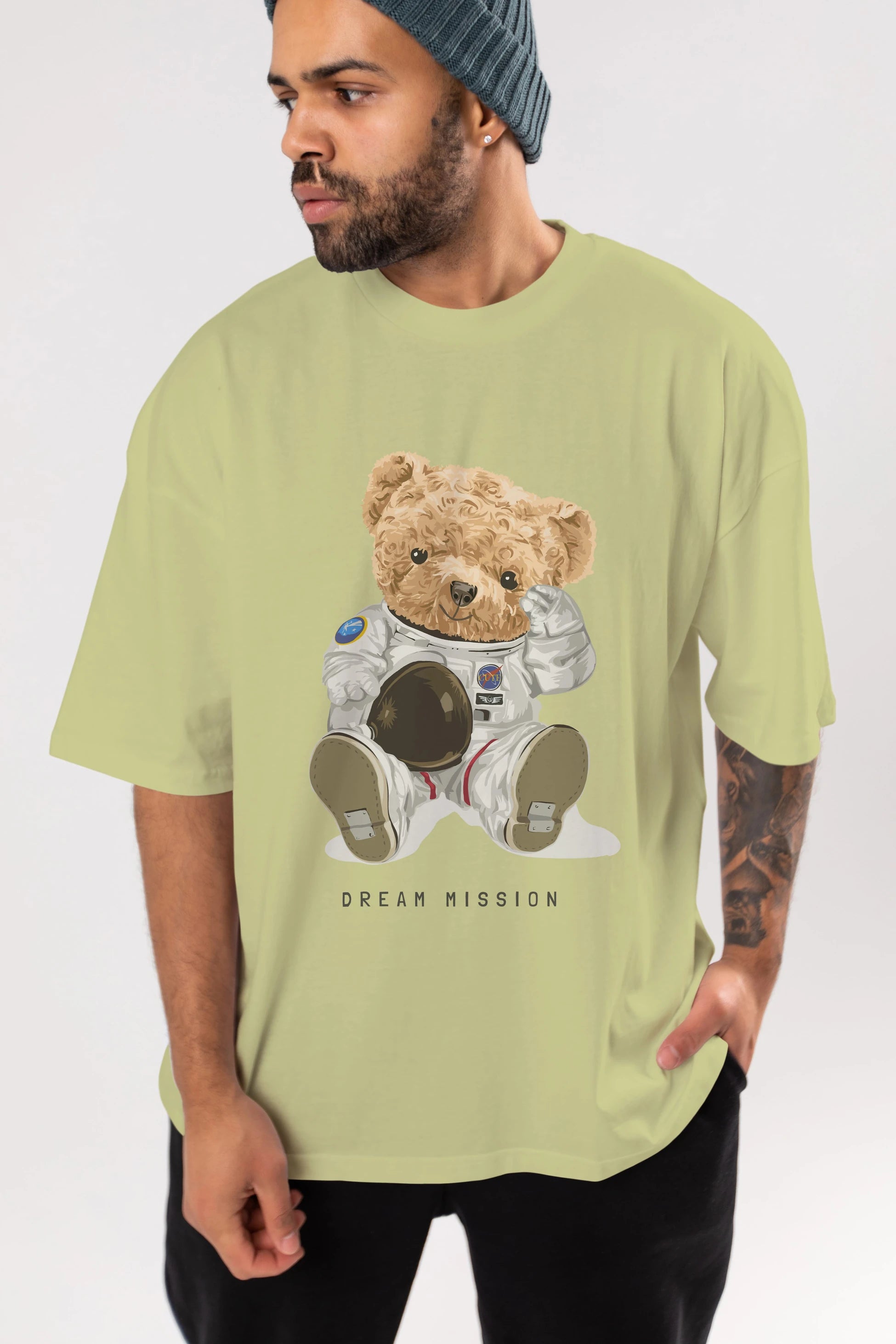 Teddy Bear Asrtonot Ön Baskılı Oversize t-shirt Erkek Kadın Unisex %100 Pamuk