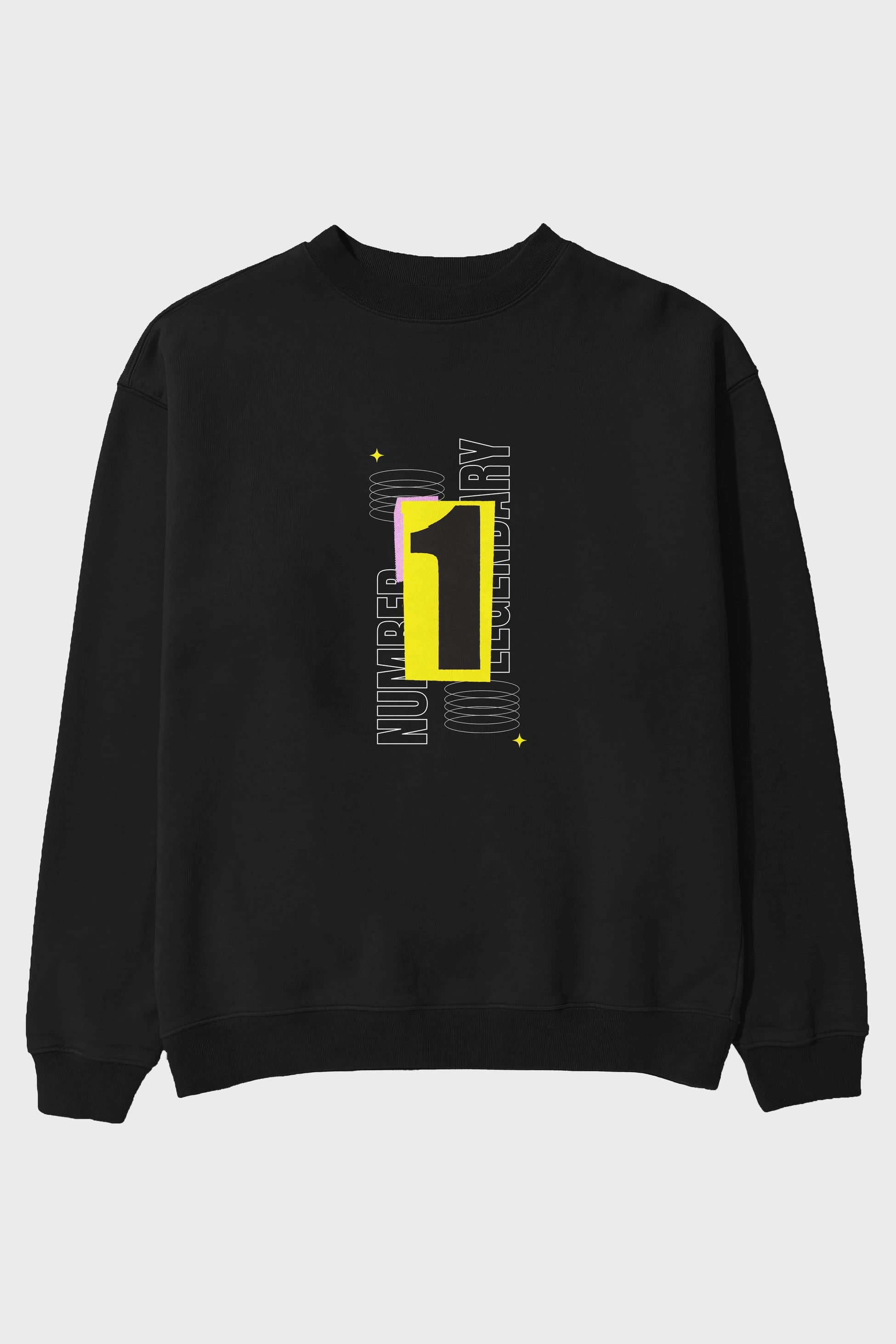 Number 1 Yazılı Ön Baskılı Oversize Sweatshirt Erkek Kadın Unisex