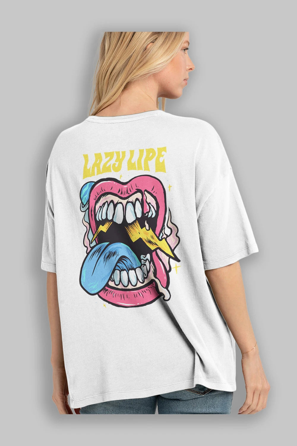 Lazy Lipe Arka Baskılı Oversize t-shirt Erkek Kadın Unisex