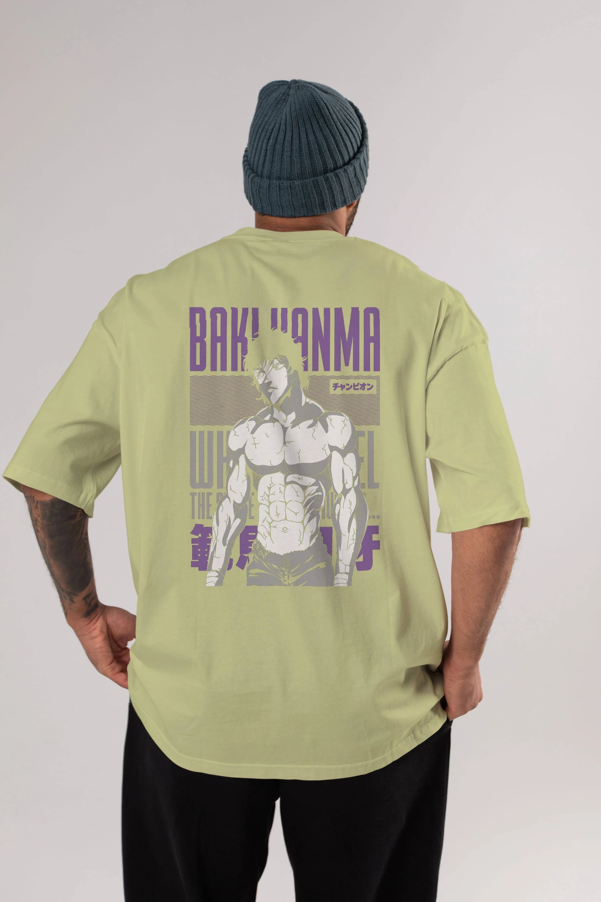 BAKI HANMA (2) Anime Arka Baskılı Oversize t-shirt Erkek Kadın Unisex