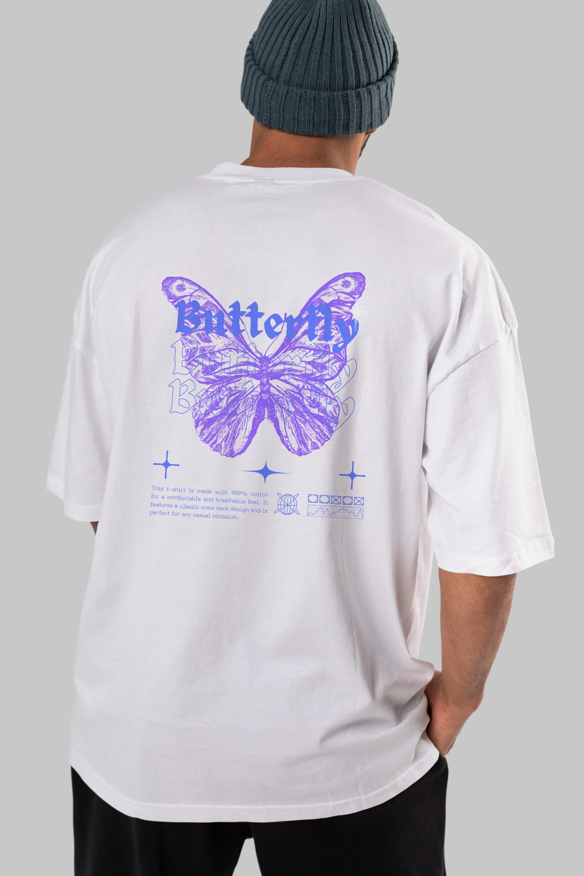 Butterfly Streetwear Arka Baskılı Oversize t-shirt Erkek Kadın Unisex
