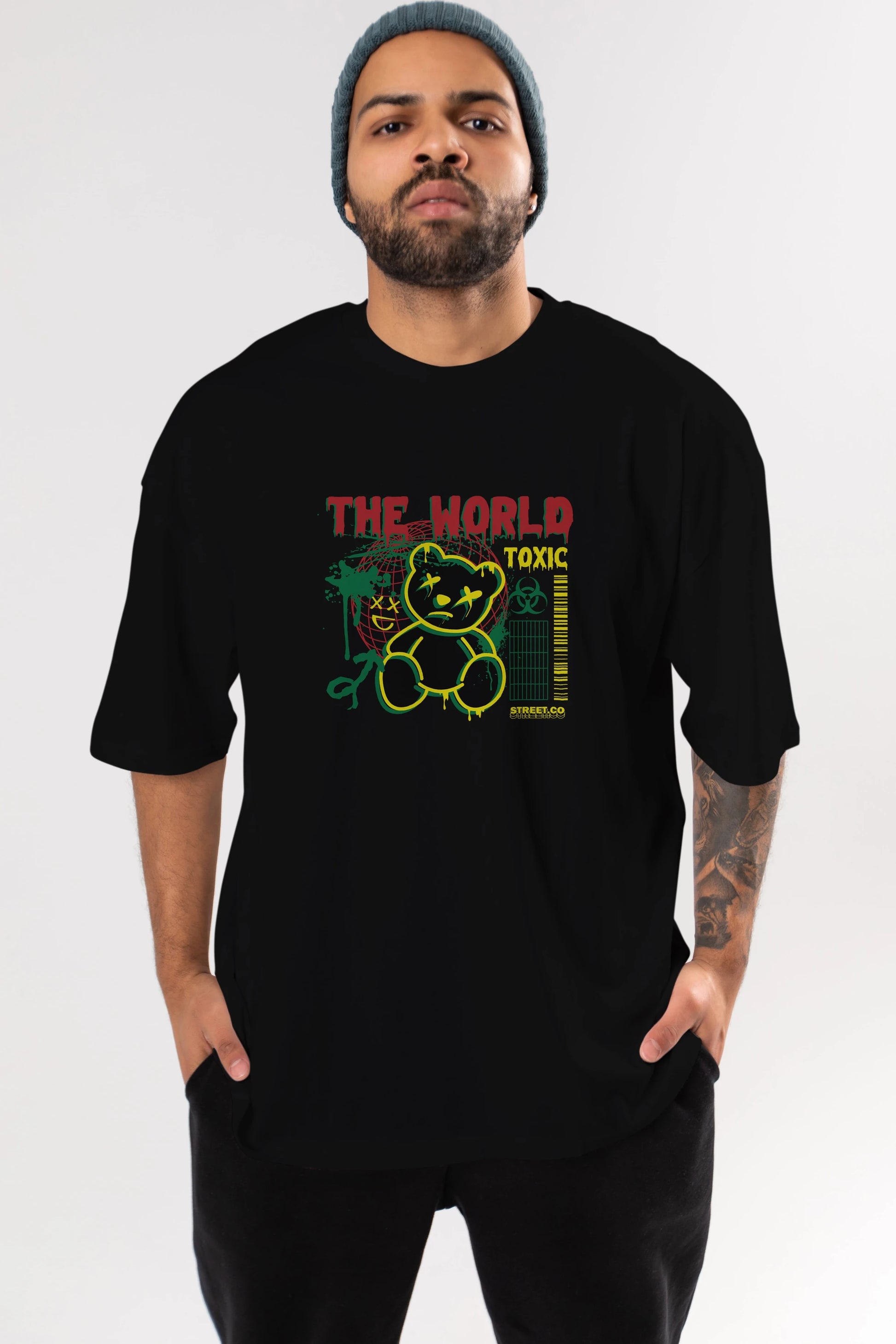 The World Toxic Bear Ön Baskılı Oversize t-shirt Erkek Kadın Unisex
