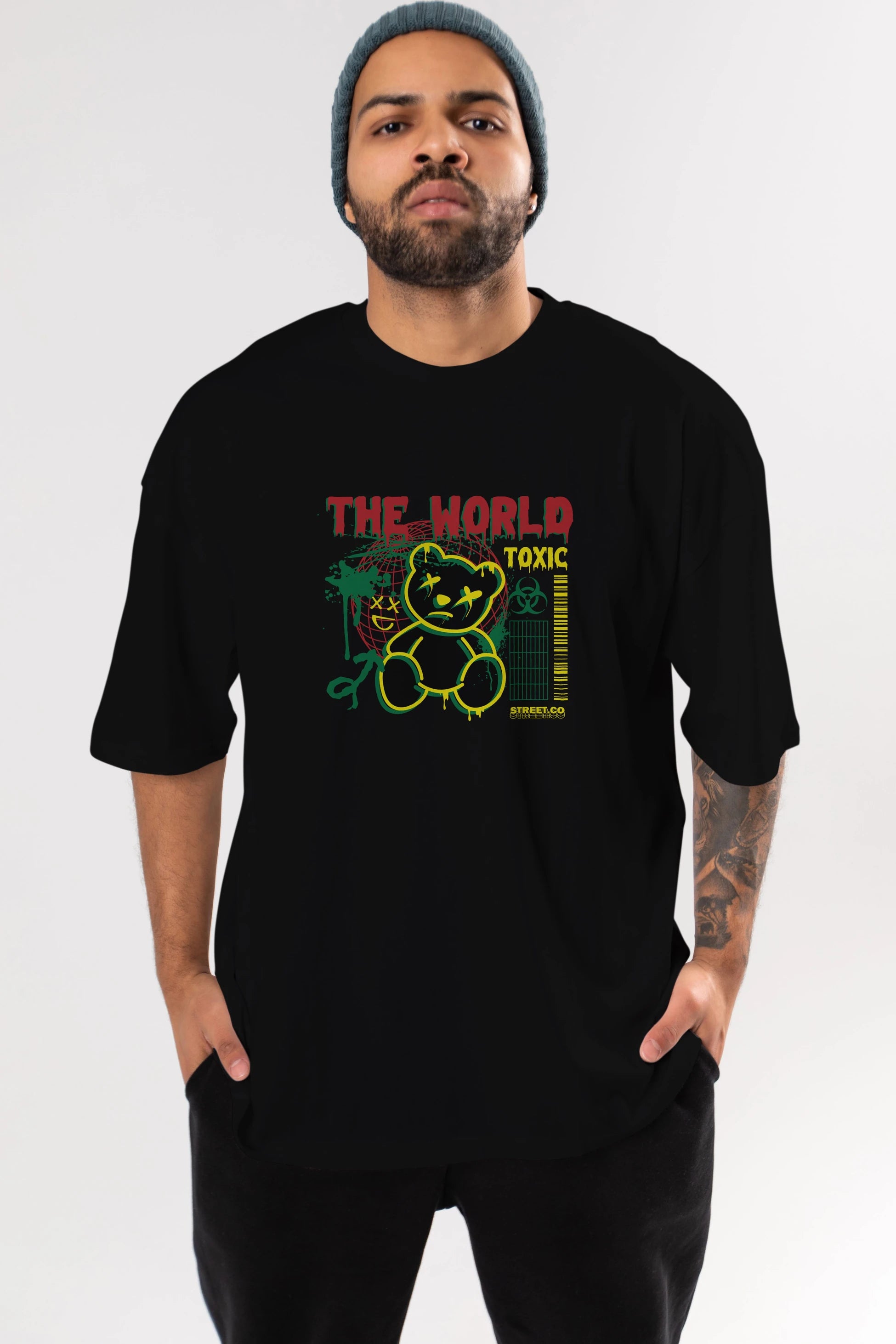 The World Toxic Bear Ön Baskılı Oversize t-shirt Erkek Kadın Unisex